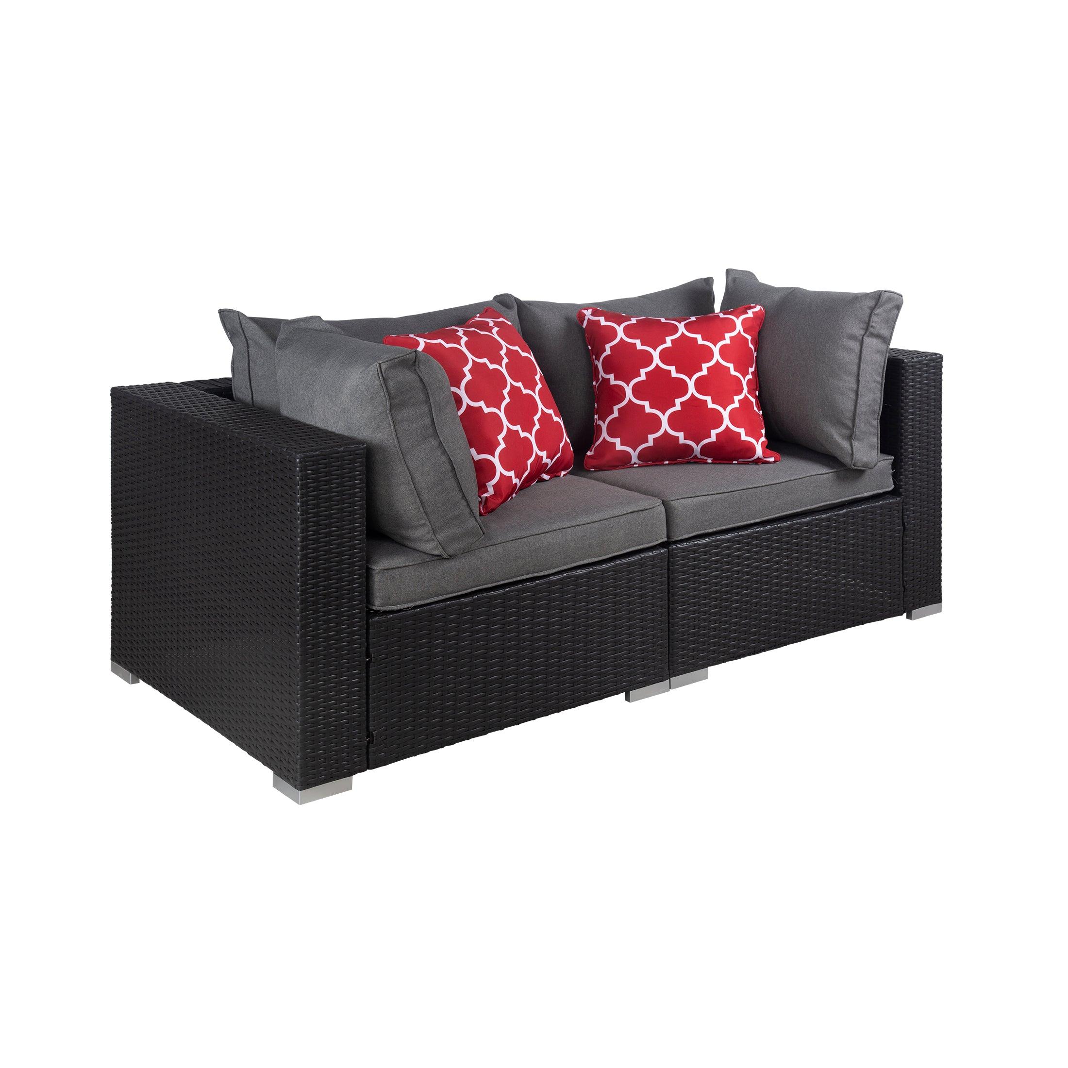 London 2-Piece Outdoor Patio Rattan Wicker Modular Sofa Espresso/Gray - Costaelm
