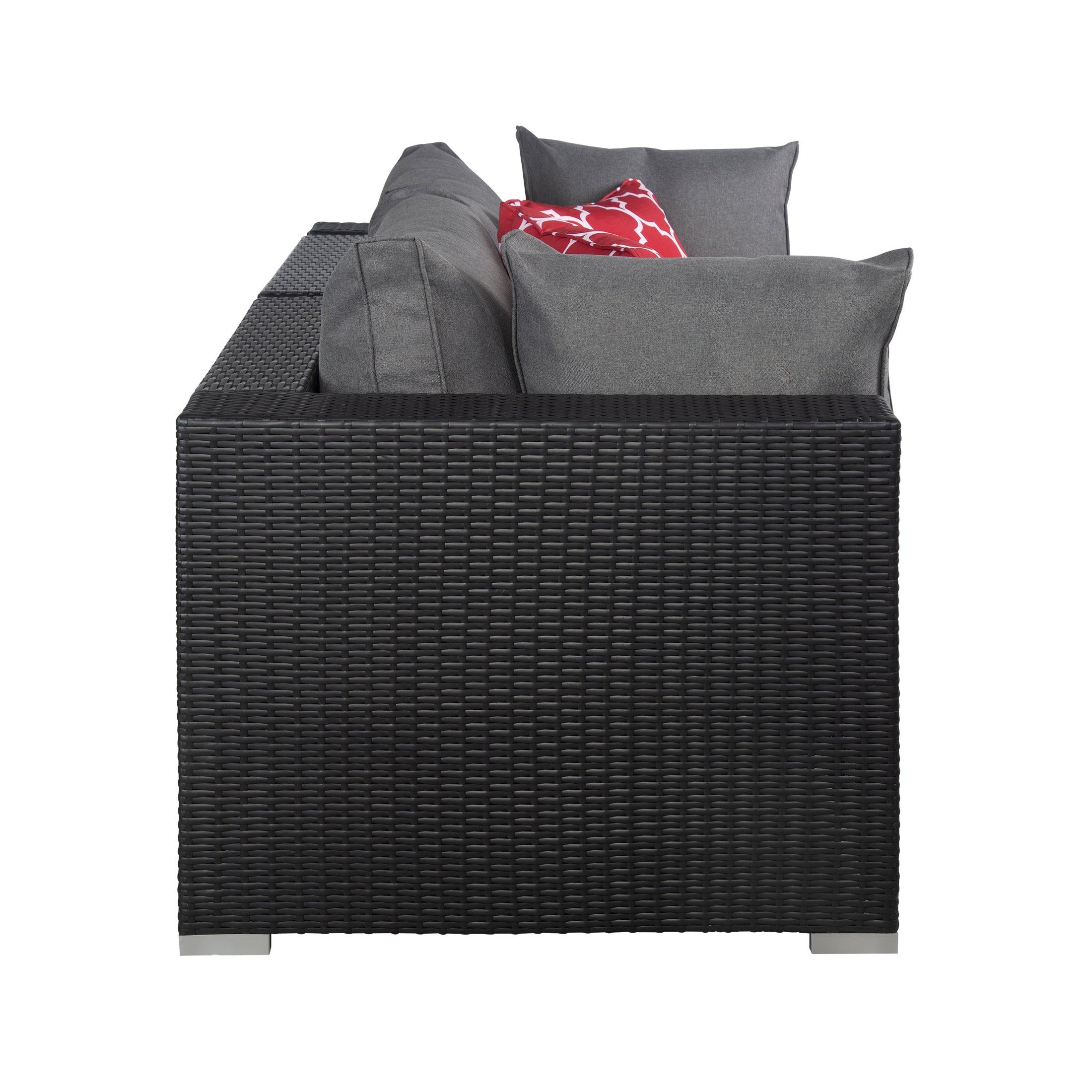 London 2-Piece Outdoor Patio Rattan Wicker Modular Sofa Espresso/Gray - Costaelm