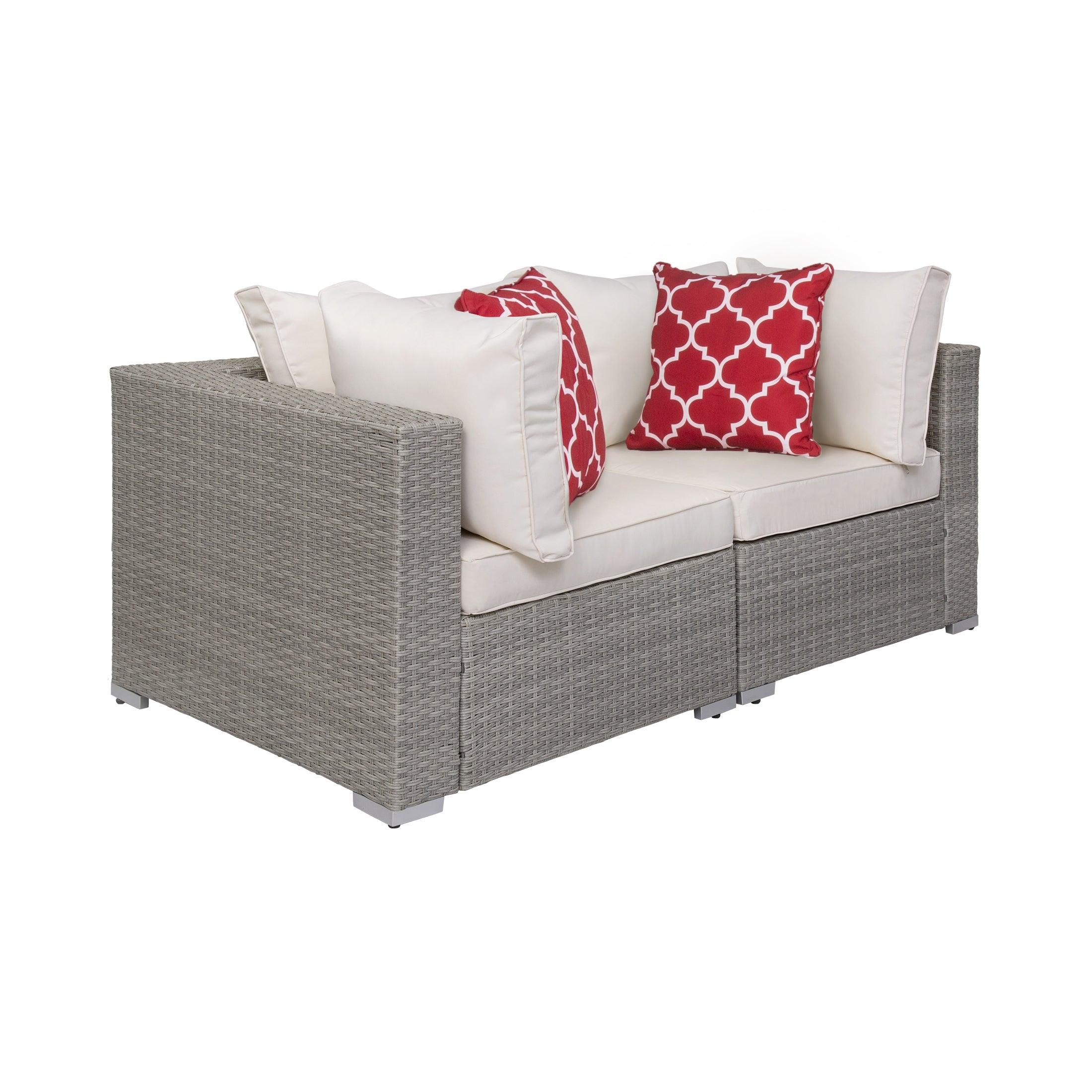 London 2-Piece Outdoor Patio Rattan Wicker Modular Sofa Gray/Ivory - Costaelm