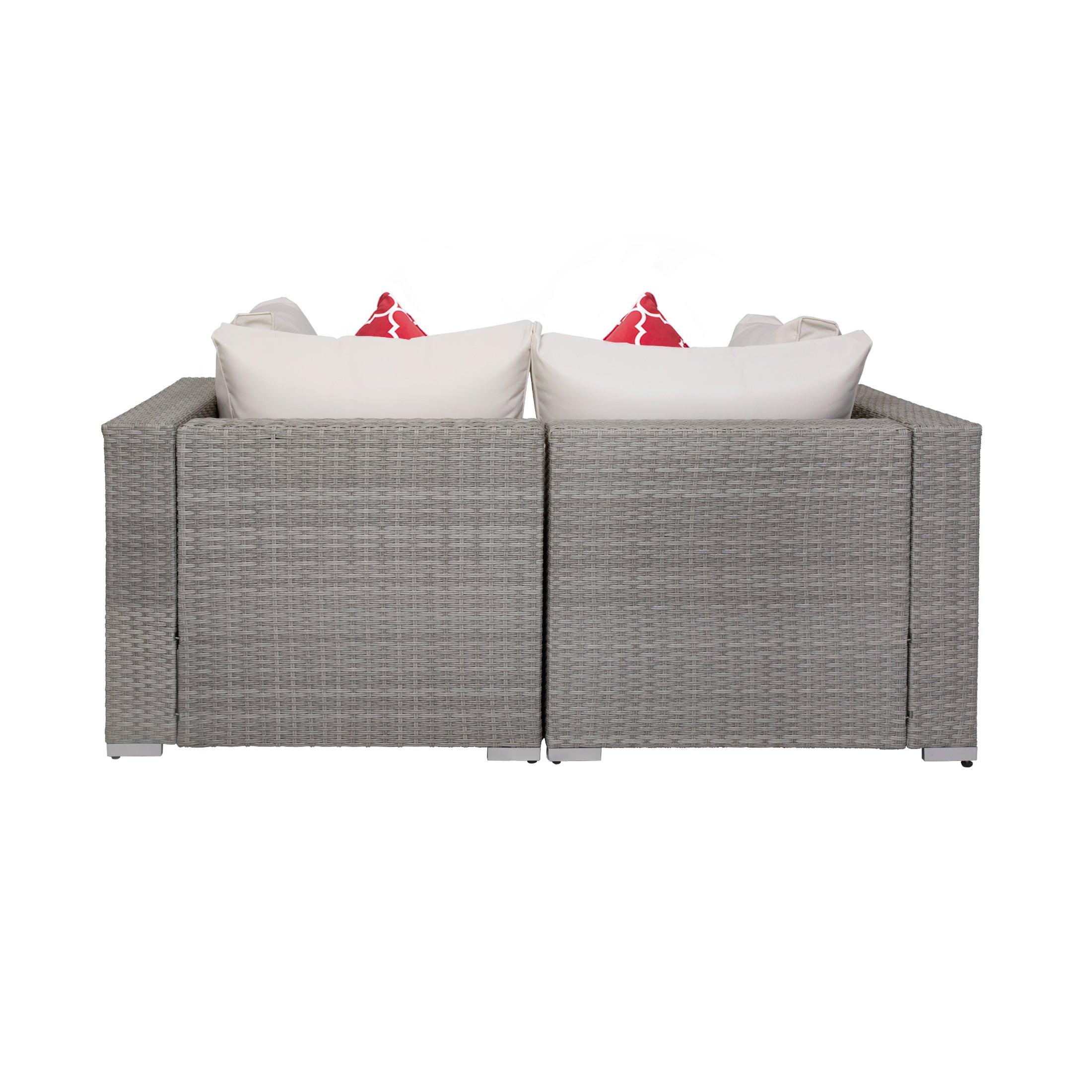 London 2-Piece Outdoor Patio Rattan Wicker Modular Sofa Gray/Ivory - Costaelm