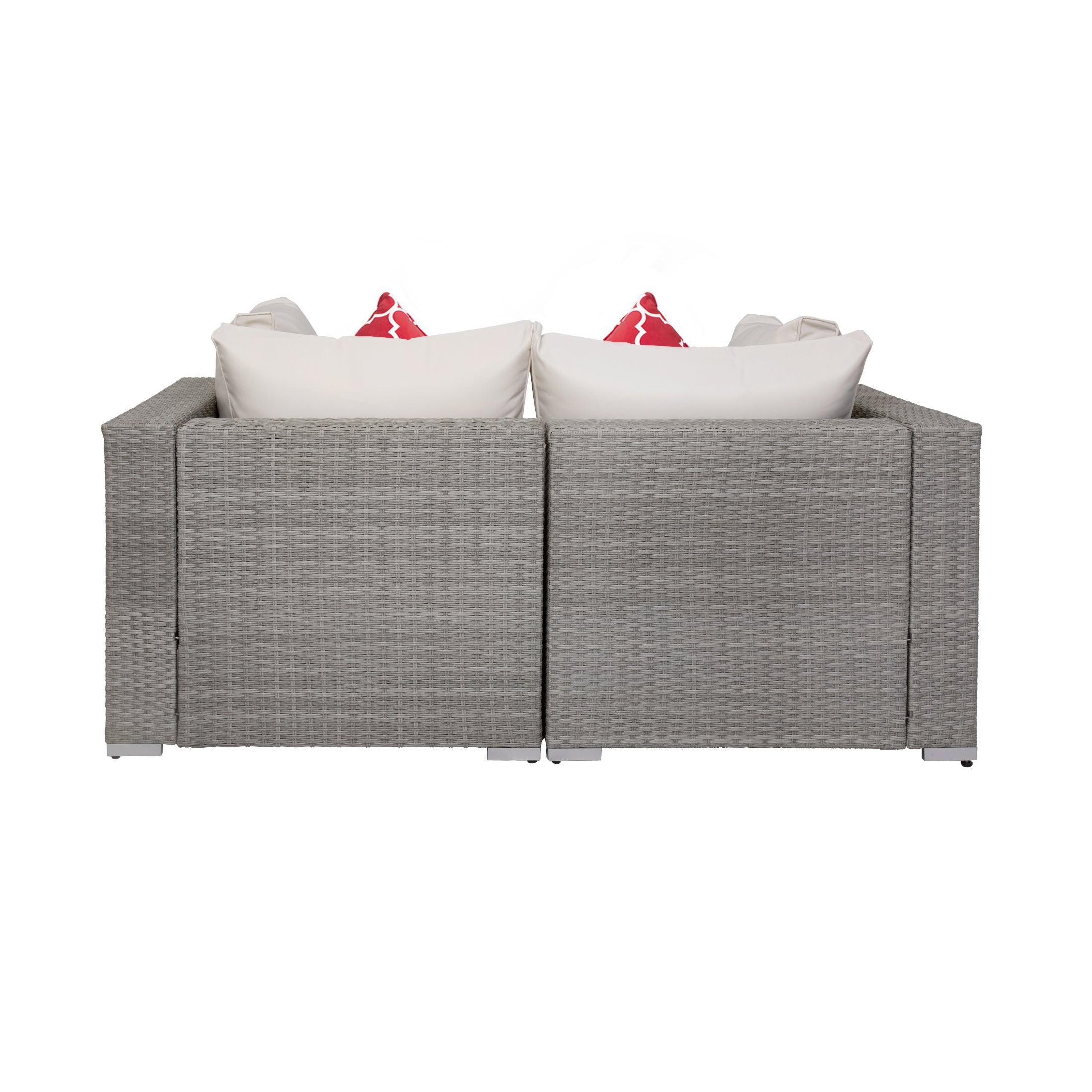 London 2-Piece Outdoor Patio Rattan Wicker Modular Sofa Gray/Ivory - Costaelm