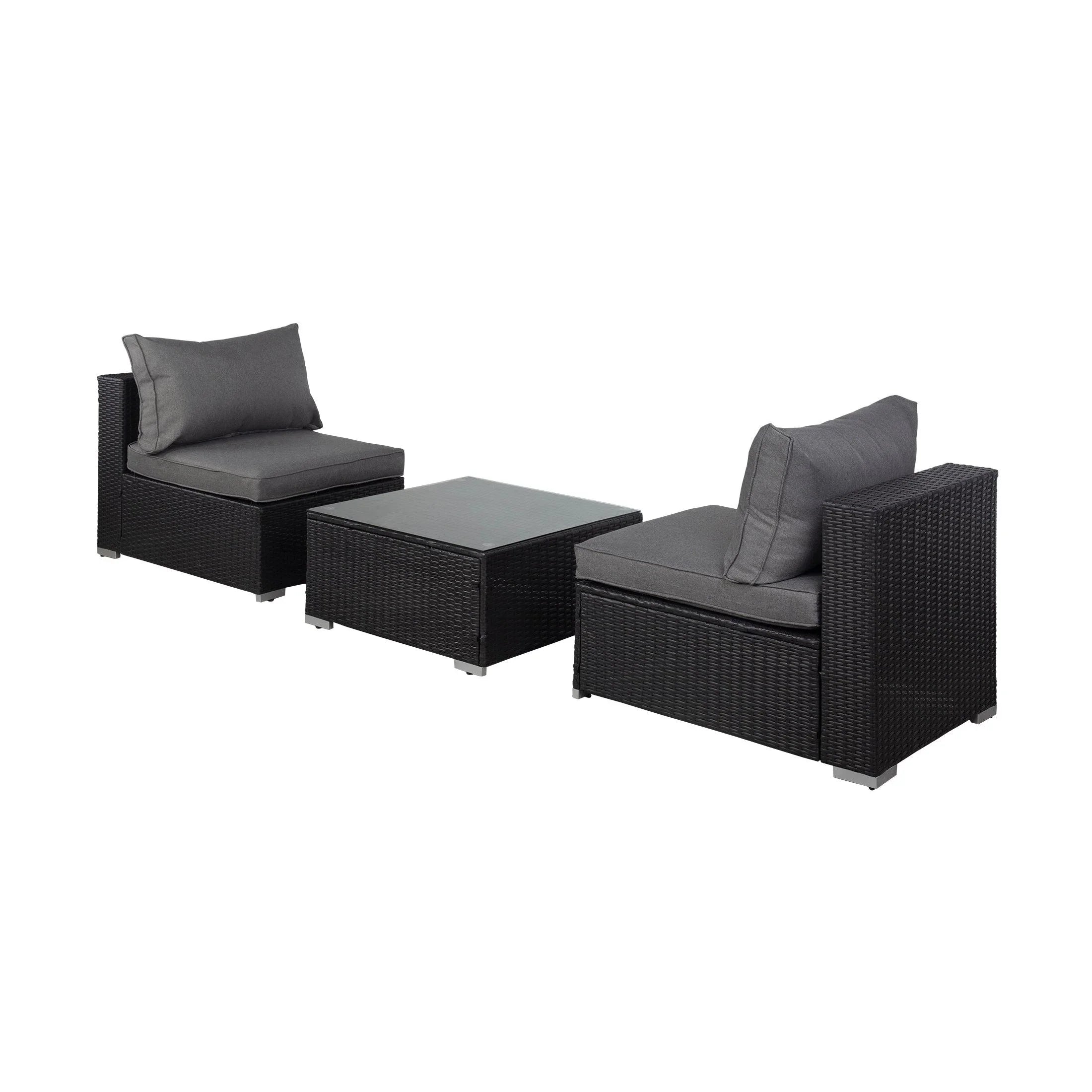 London 3-Piece Outdoor Patio Bistro Conversation Sofa with Coffee Table Set Espresso/Gray - Costaelm