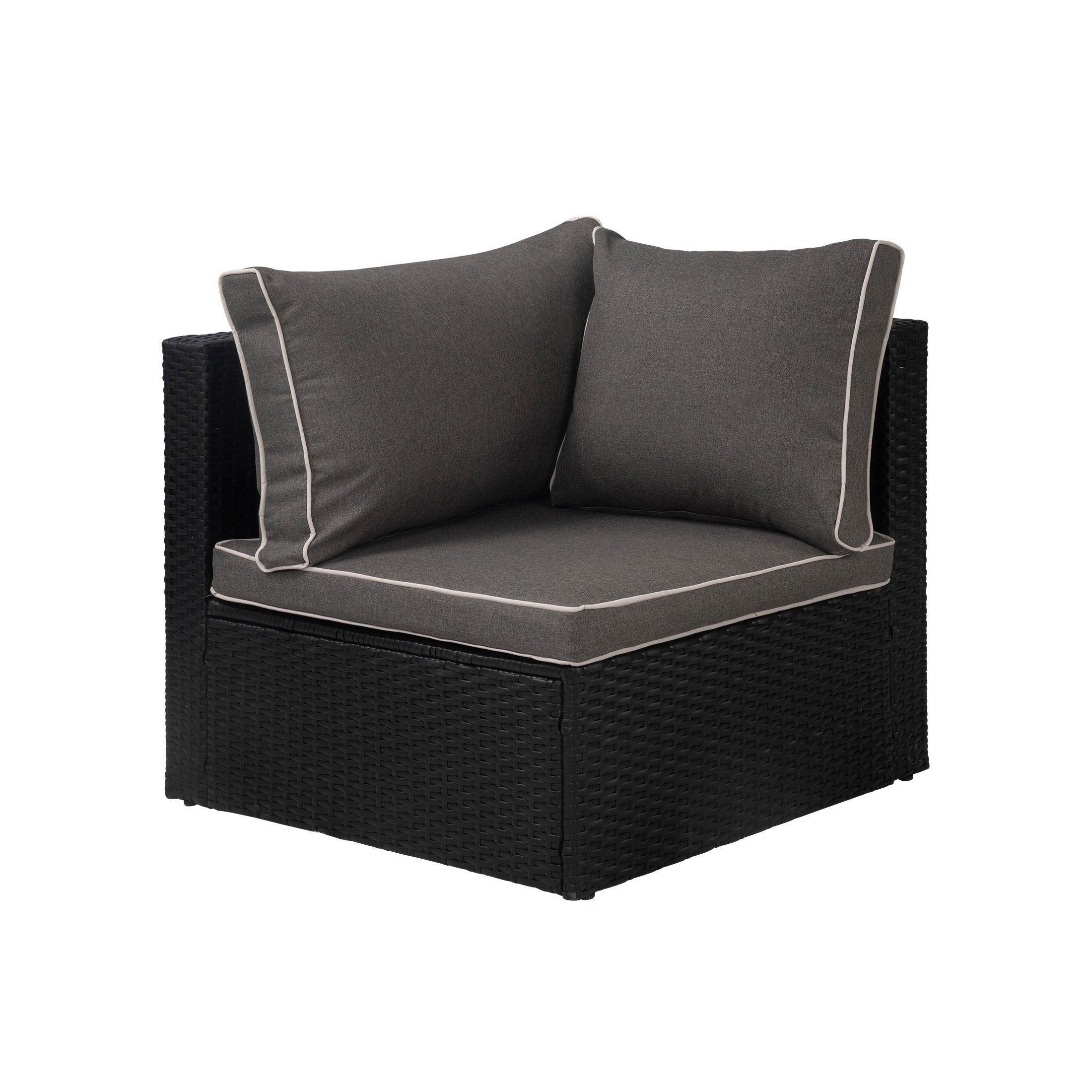 London 4-Piece Outdoor Rattan Wicker Sectional Sofa Furniture Set Black/Gray - Costaelm