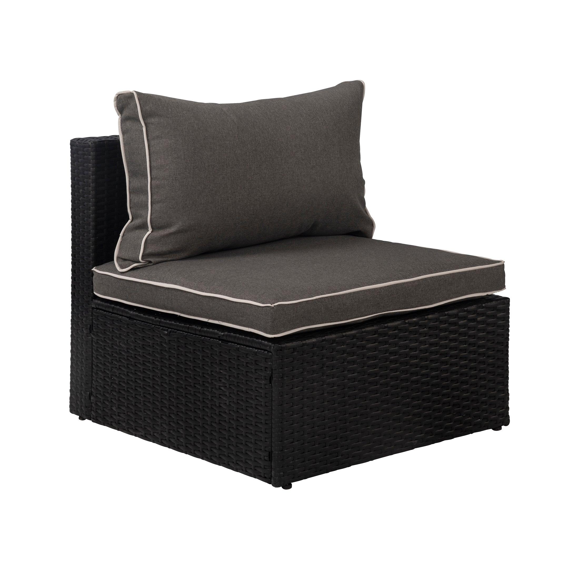 London 4-Piece Outdoor Rattan Wicker Sectional Sofa Furniture Set Black/Gray - Costaelm