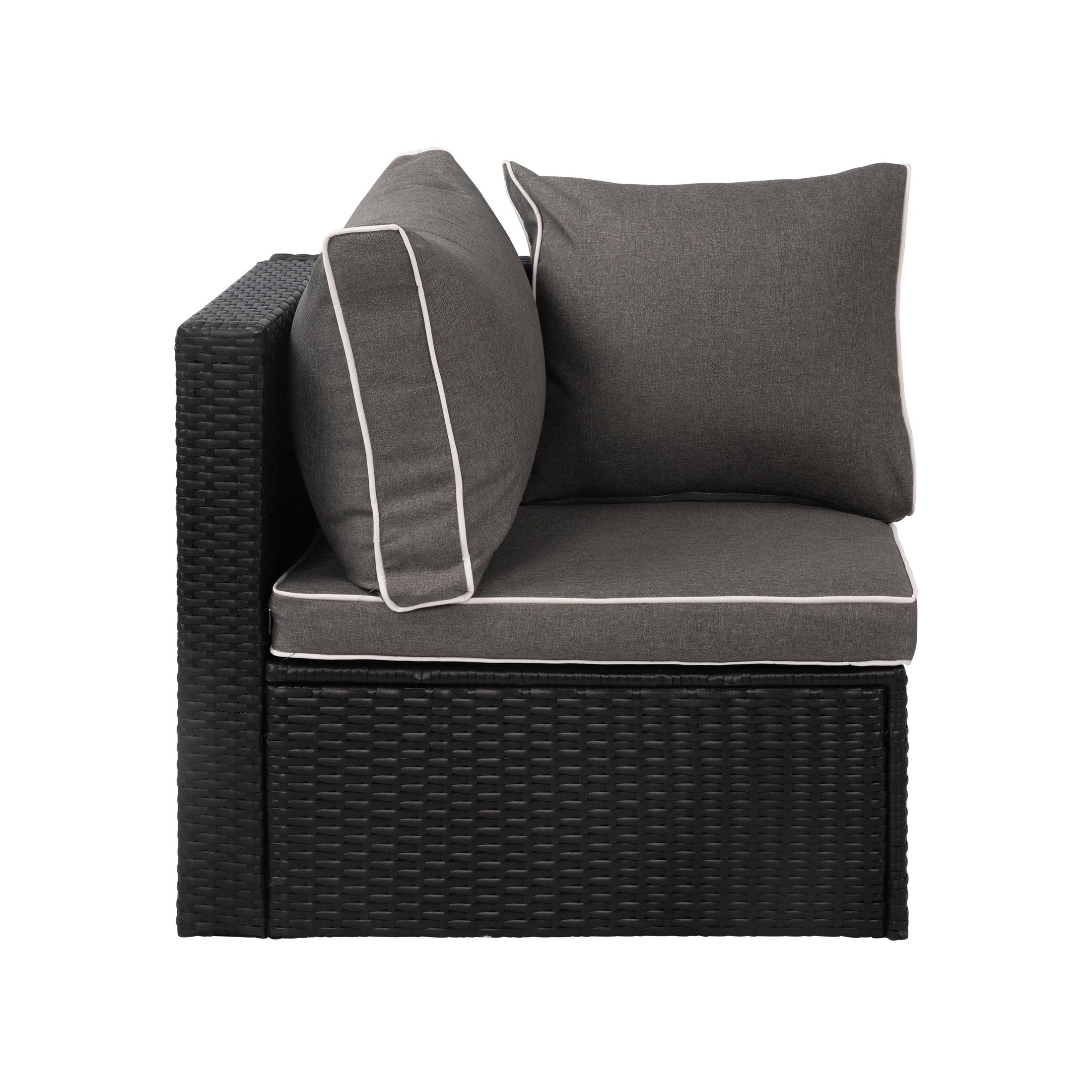 London 4-Piece Outdoor Rattan Wicker Sectional Sofa Furniture Set Black/Gray - Costaelm