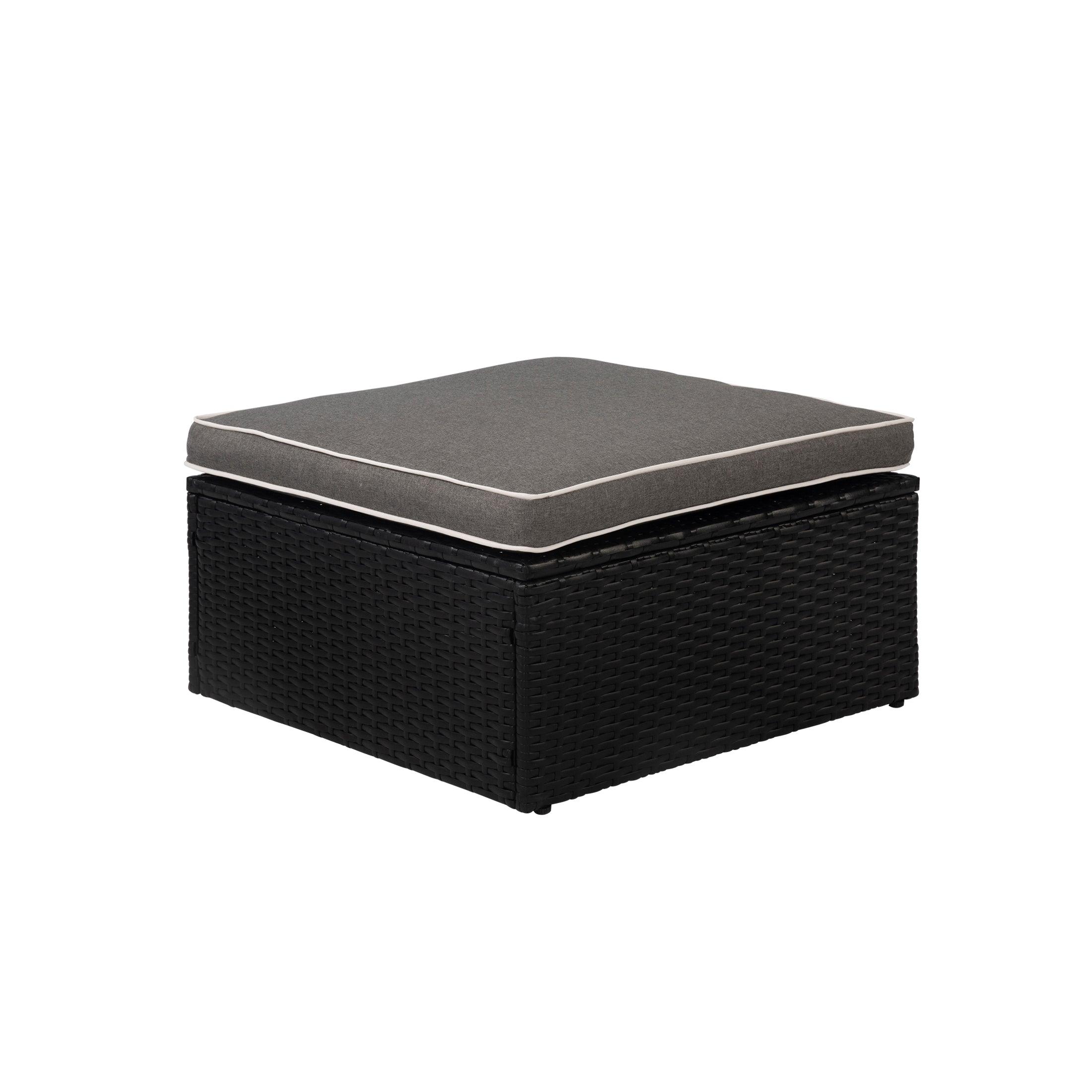 London 4-Piece Outdoor Rattan Wicker Sectional Sofa Furniture Set Black/Gray - Costaelm