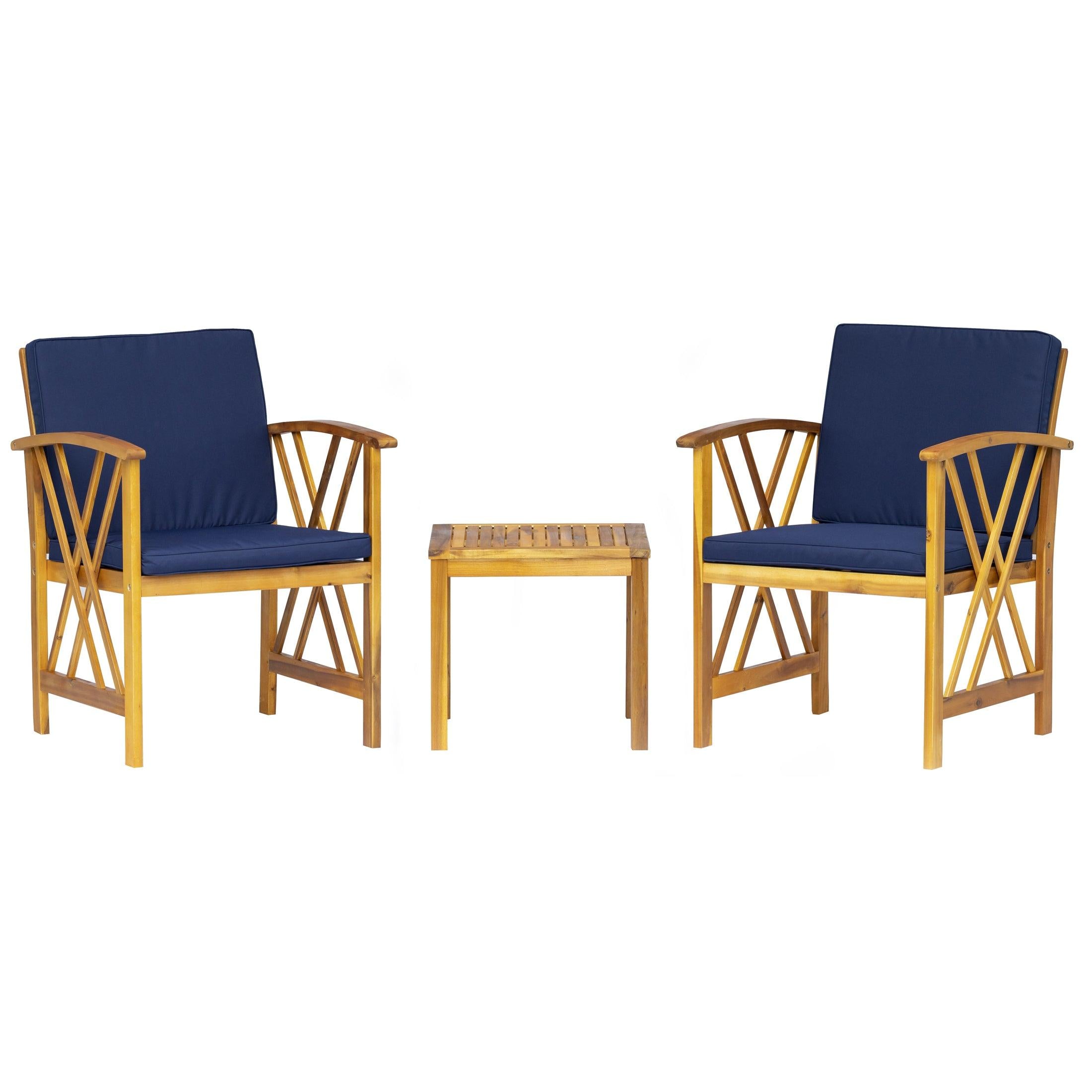 BAHIA 3-Piece Acacia Patio Sofa Conversation Furniture Set - Costaelm