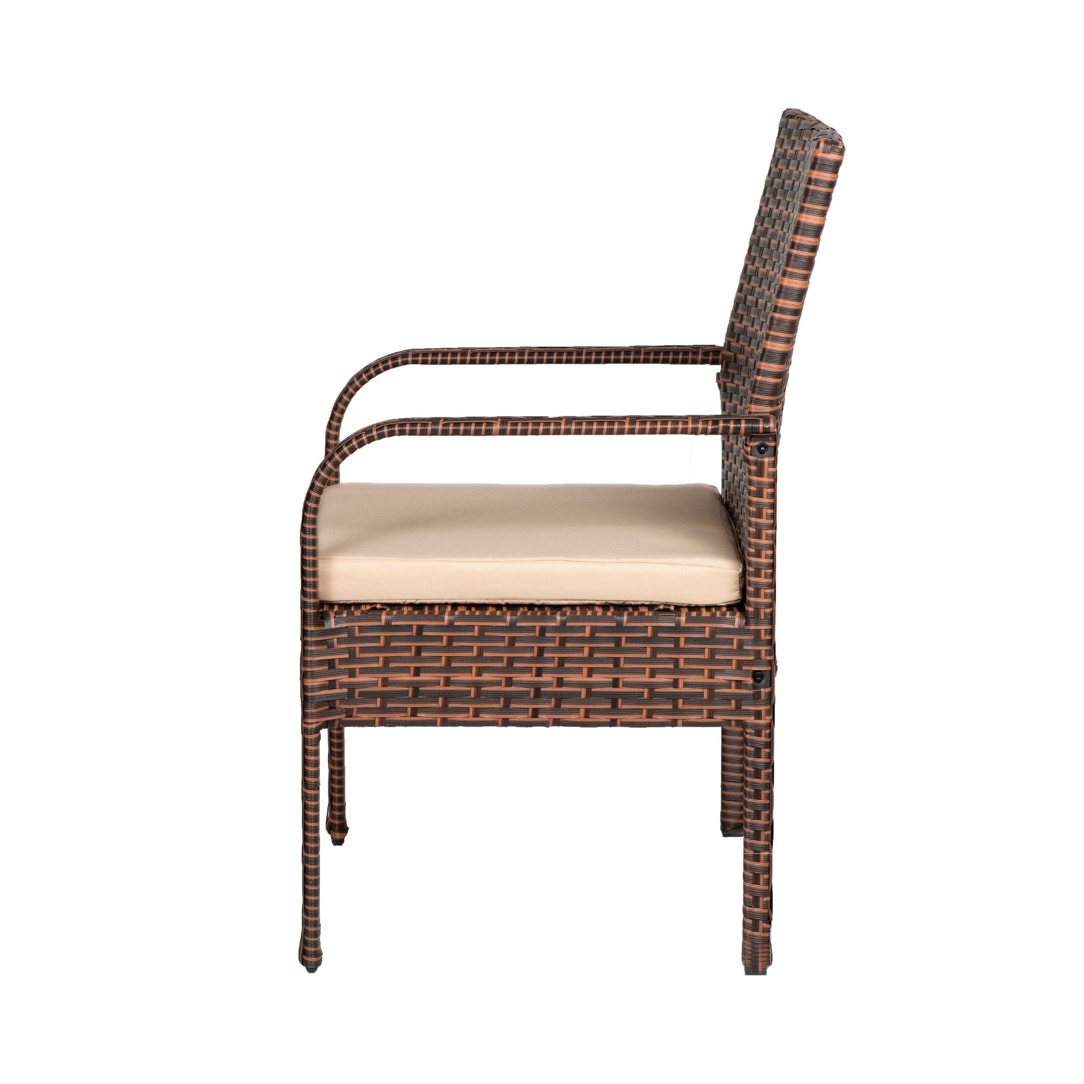Solano 3 Piece Patio Bistro Conversation Set Brown PE Rattan Wicker - Costaelm