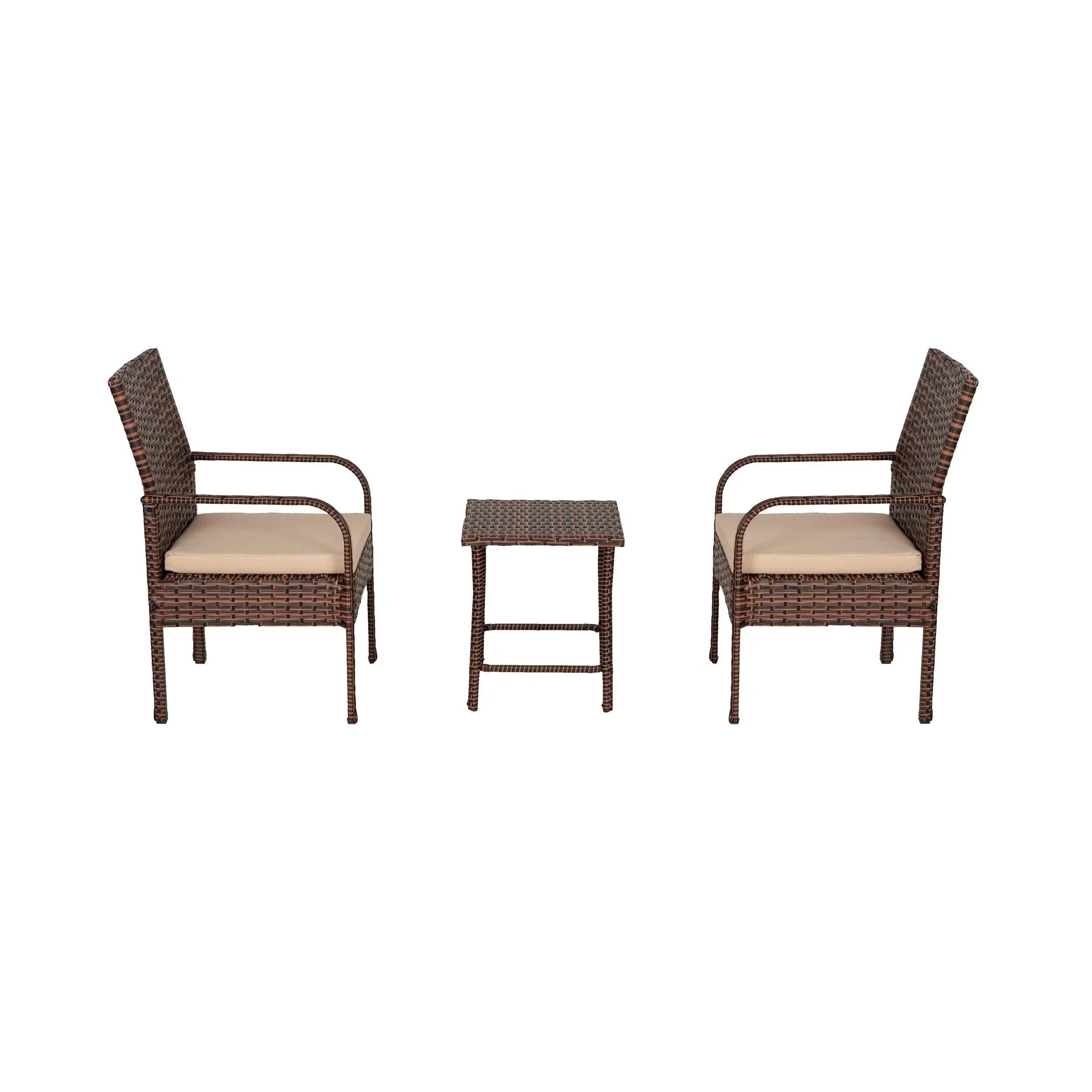 Solano 3 Piece Patio Bistro Conversation Set Brown PE Rattan Wicker - Costaelm