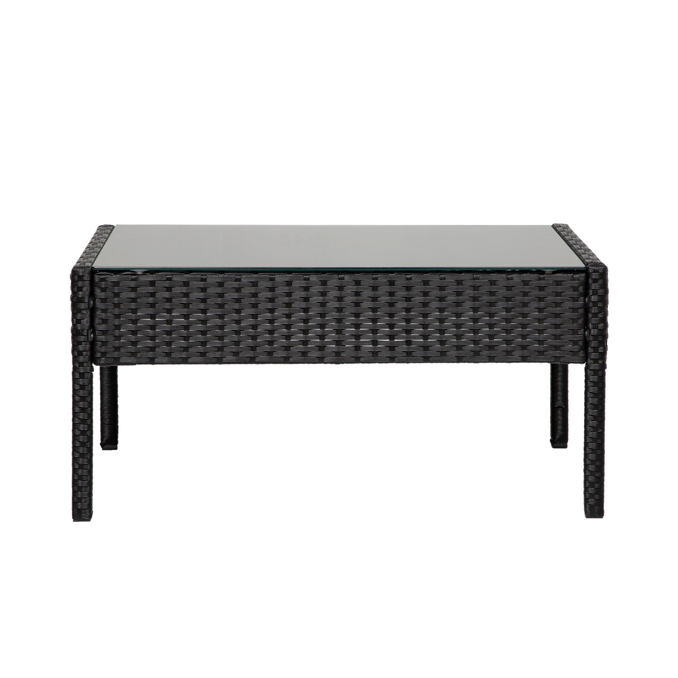 Solano 4-Piece Outdoor Patio Conversation Set Black PE Rattan Wicker w/ Gray Cushions - Costaelm