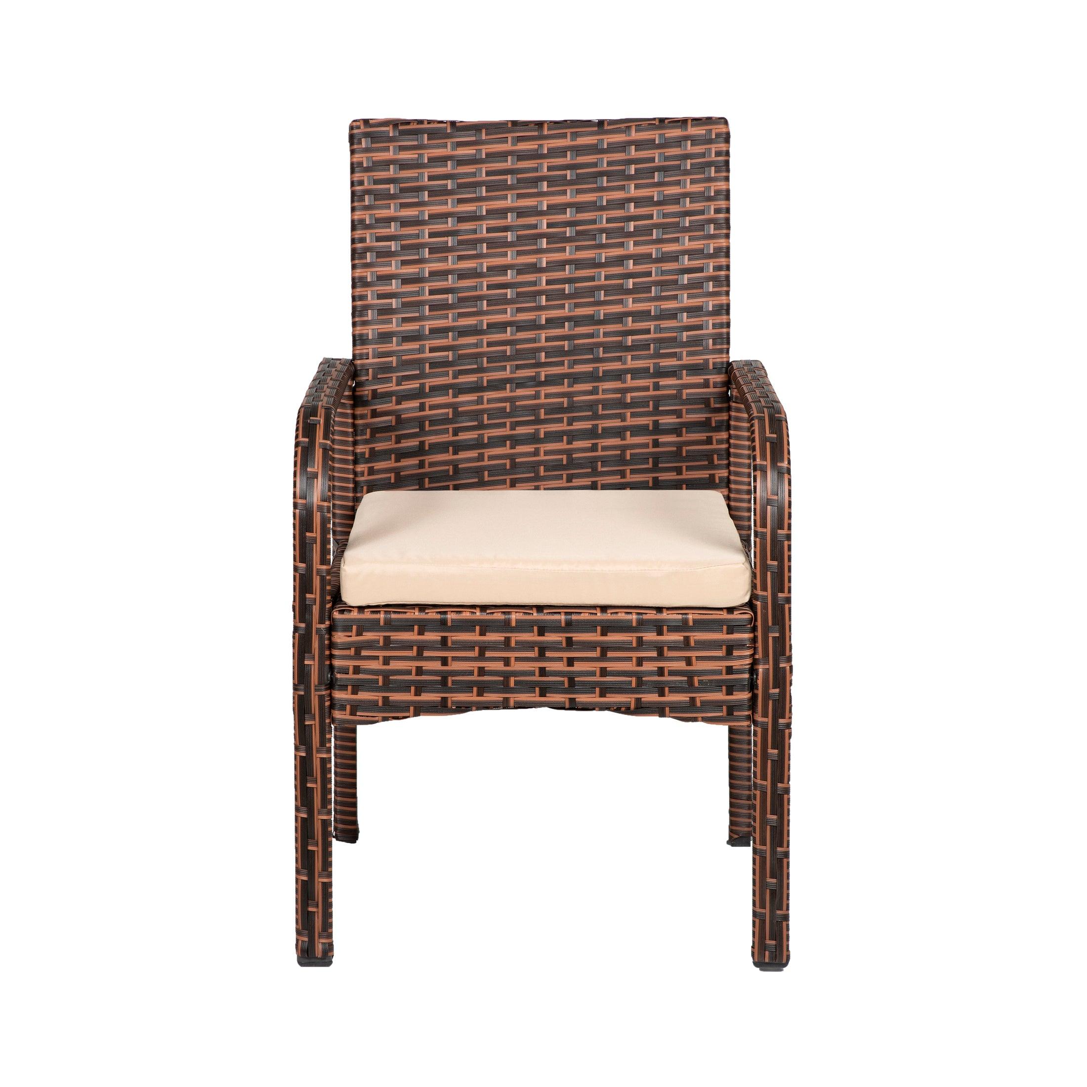 Solano 4-Piece Outdoor Patio Conversation Set Brown PE Rattan Wicker w/ Beige Cushions - Costaelm