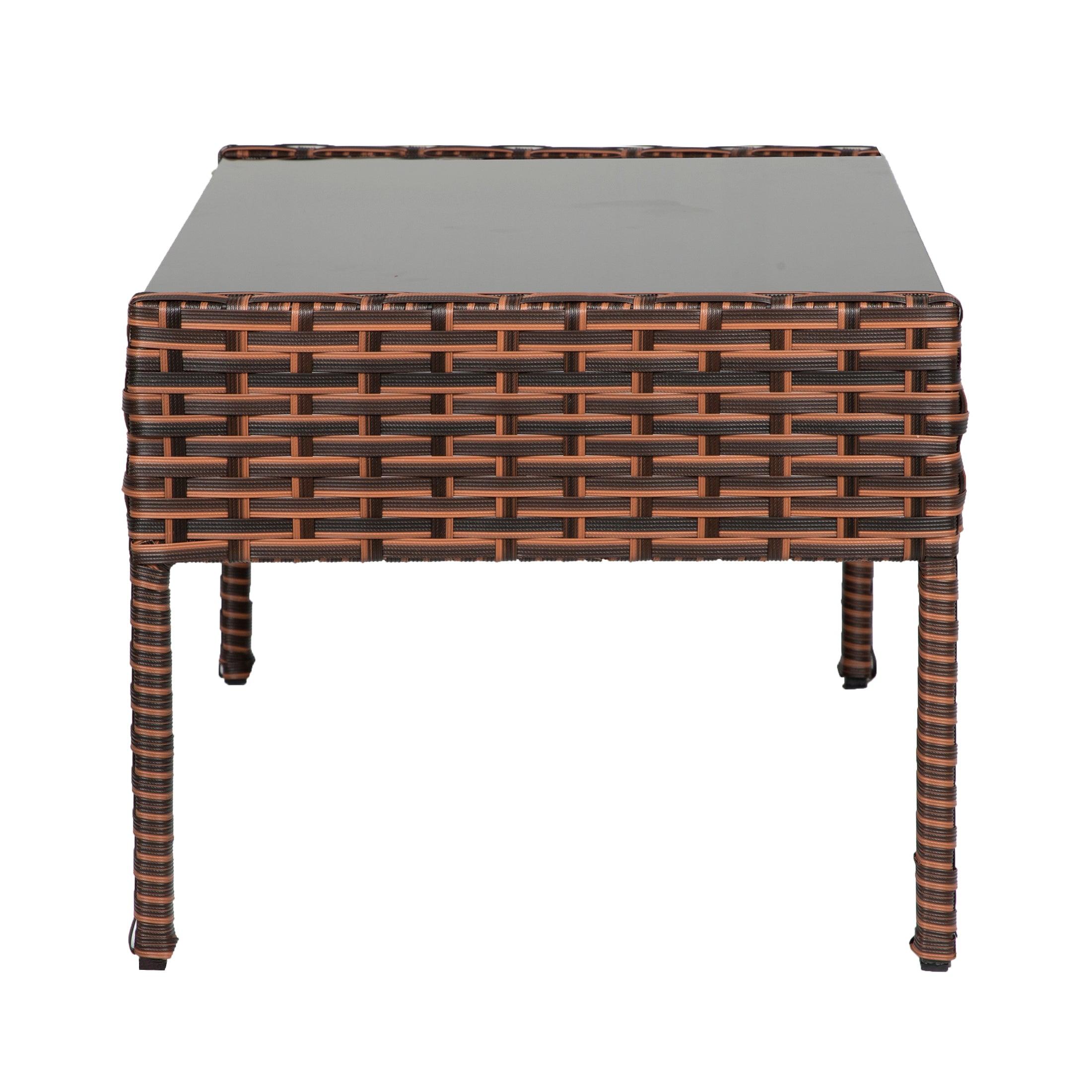 Solano 4-Piece Outdoor Patio Conversation Set Brown PE Rattan Wicker w/ Beige Cushions - Costaelm