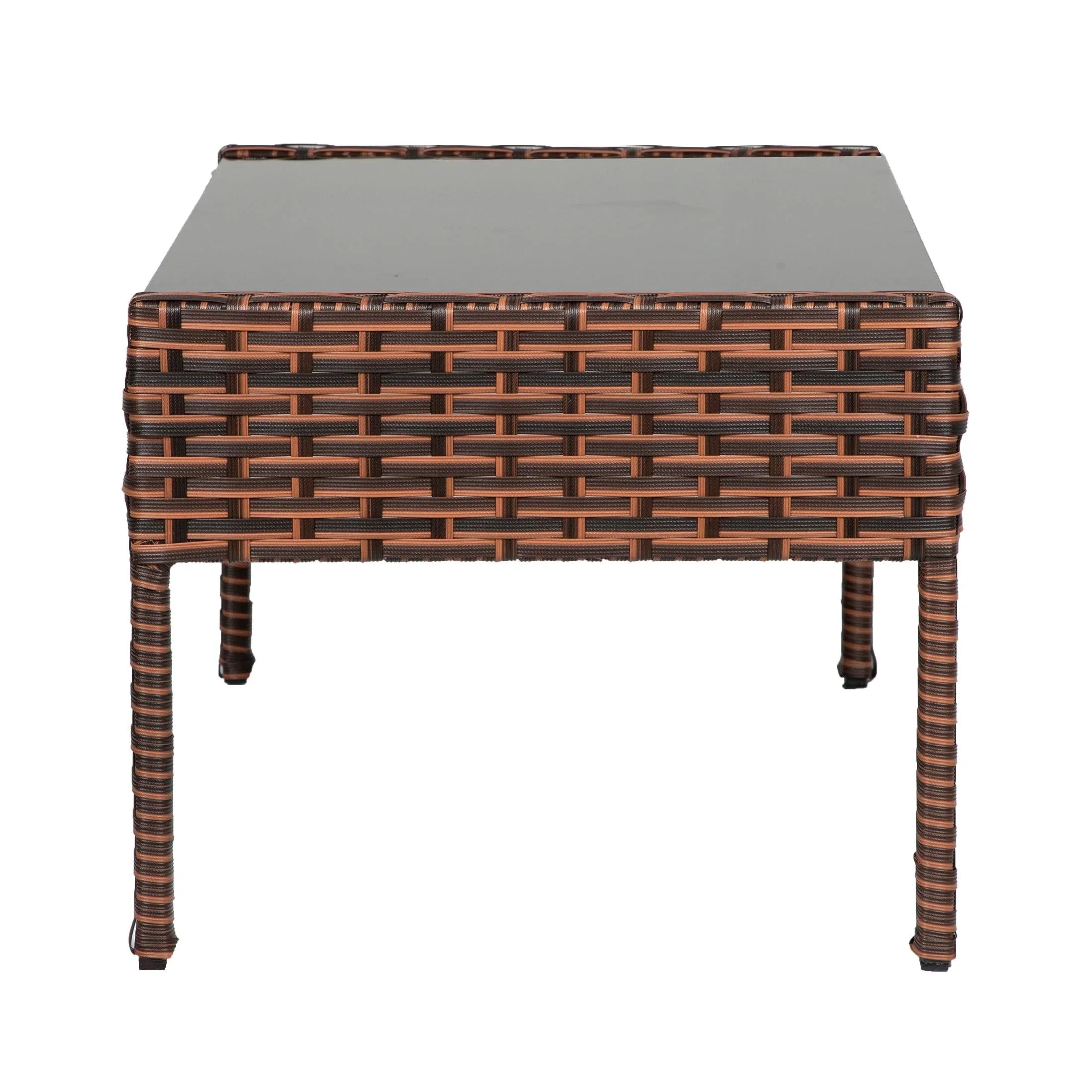 Solano 4-Piece Outdoor Patio Conversation Set Brown PE Rattan Wicker w/ Beige Cushions - Costaelm