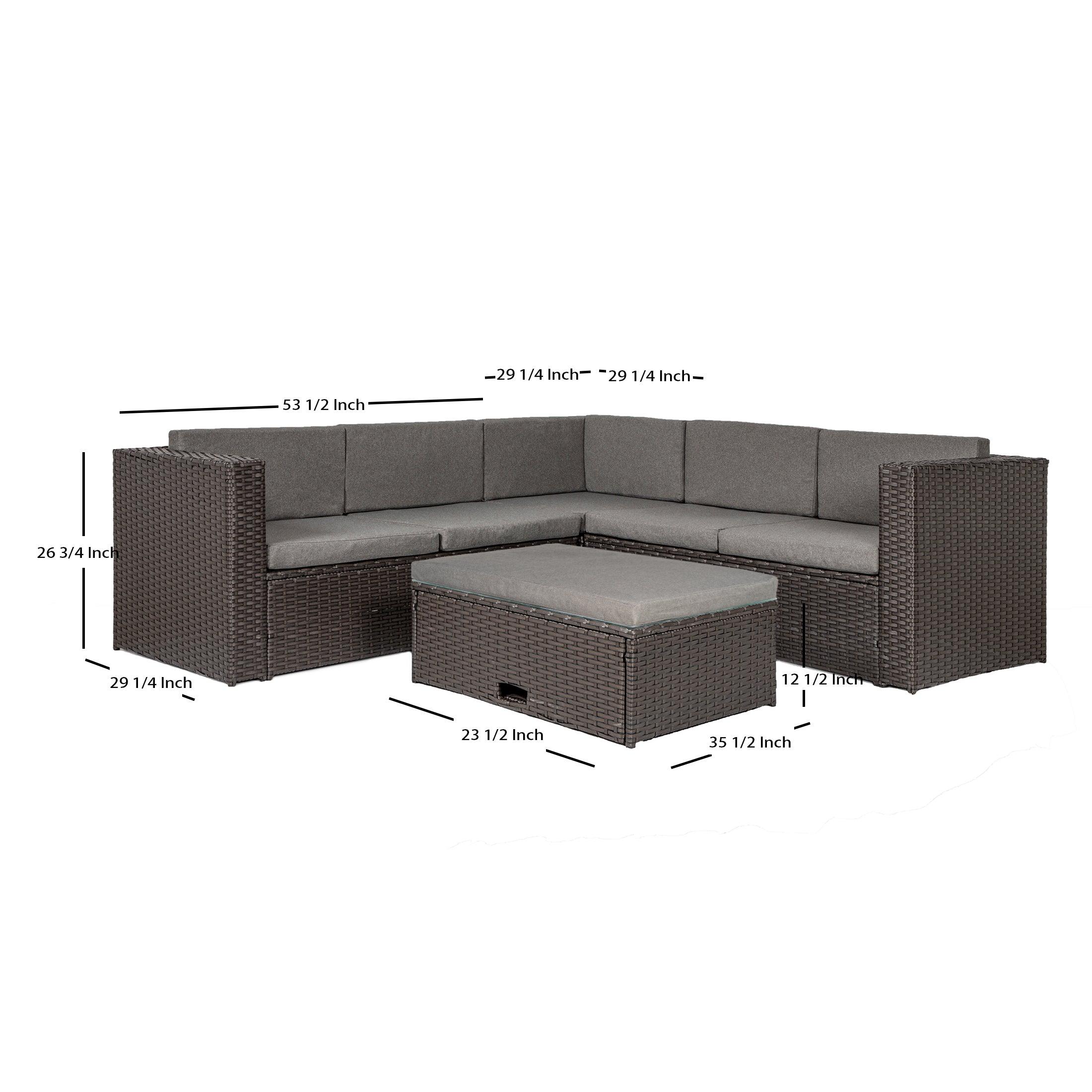 Woodland Outdoor Sectional Conversation Set with Storage Ottoman - Costaelm