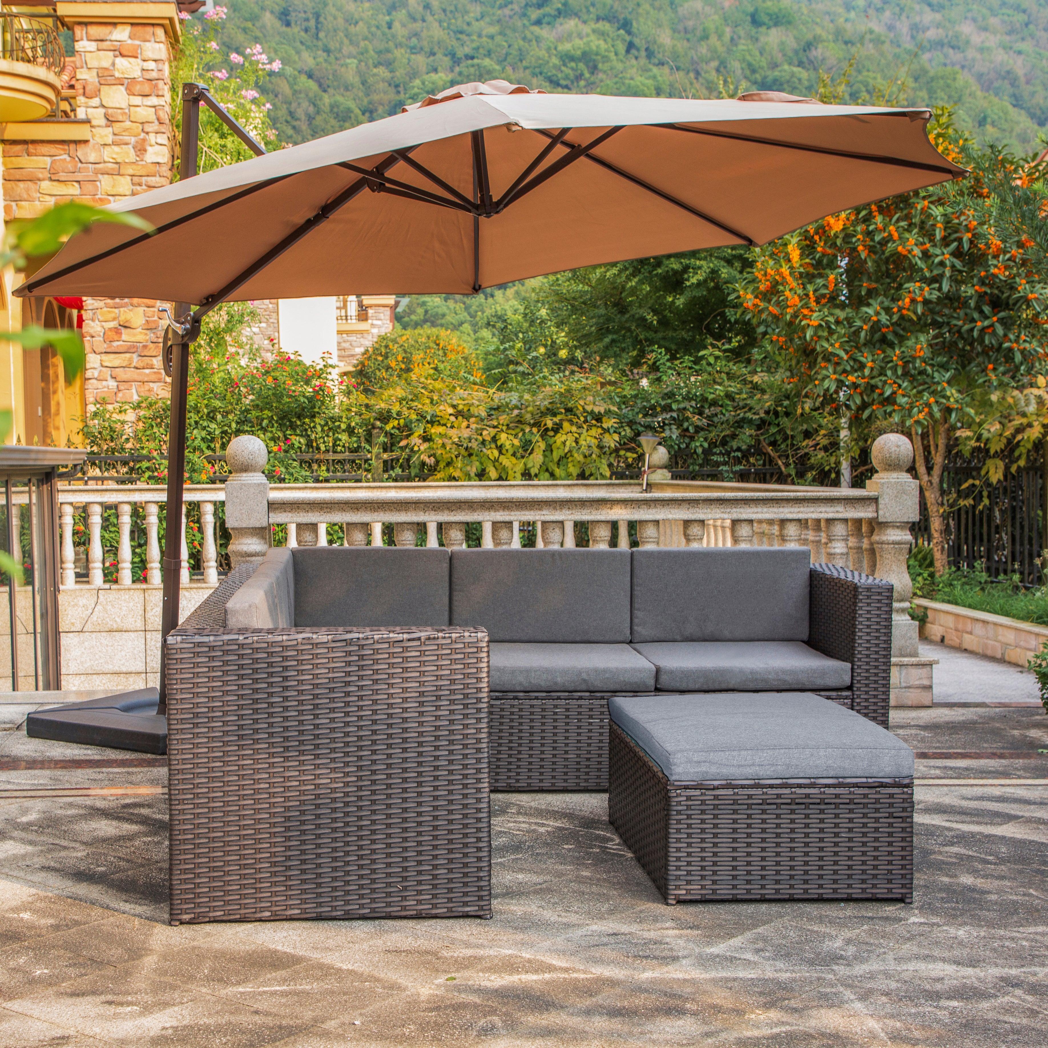 Woodland Outdoor Sectional Conversation Set with Storage Ottoman - Costaelm