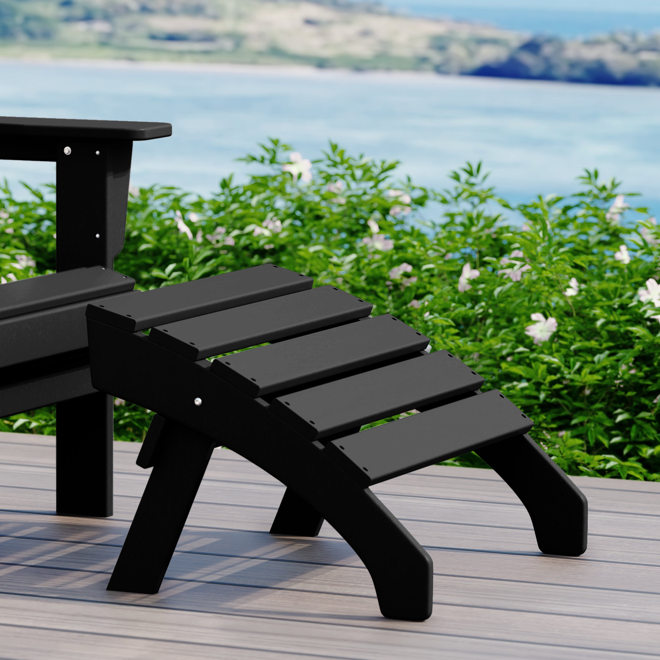Portside Outdoor Patio HDPE Adirondack Ottoman Footrest