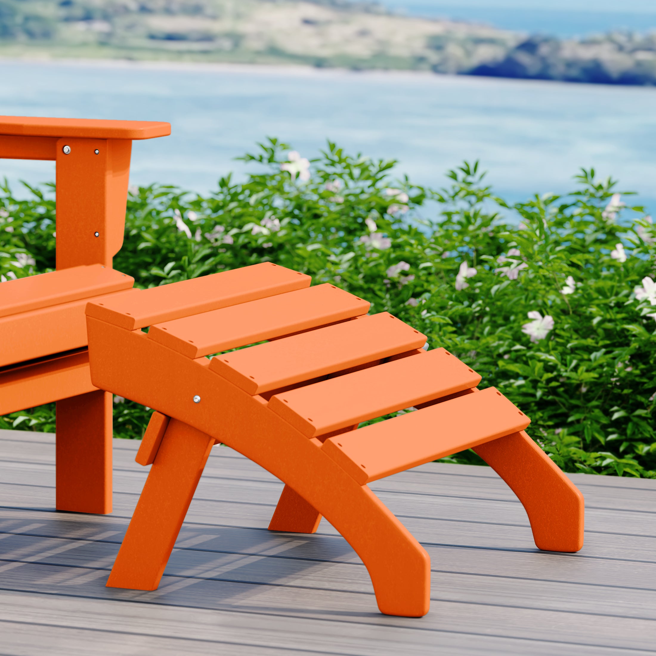 Portside Outdoor Patio HDPE Adirondack Ottoman Footrest