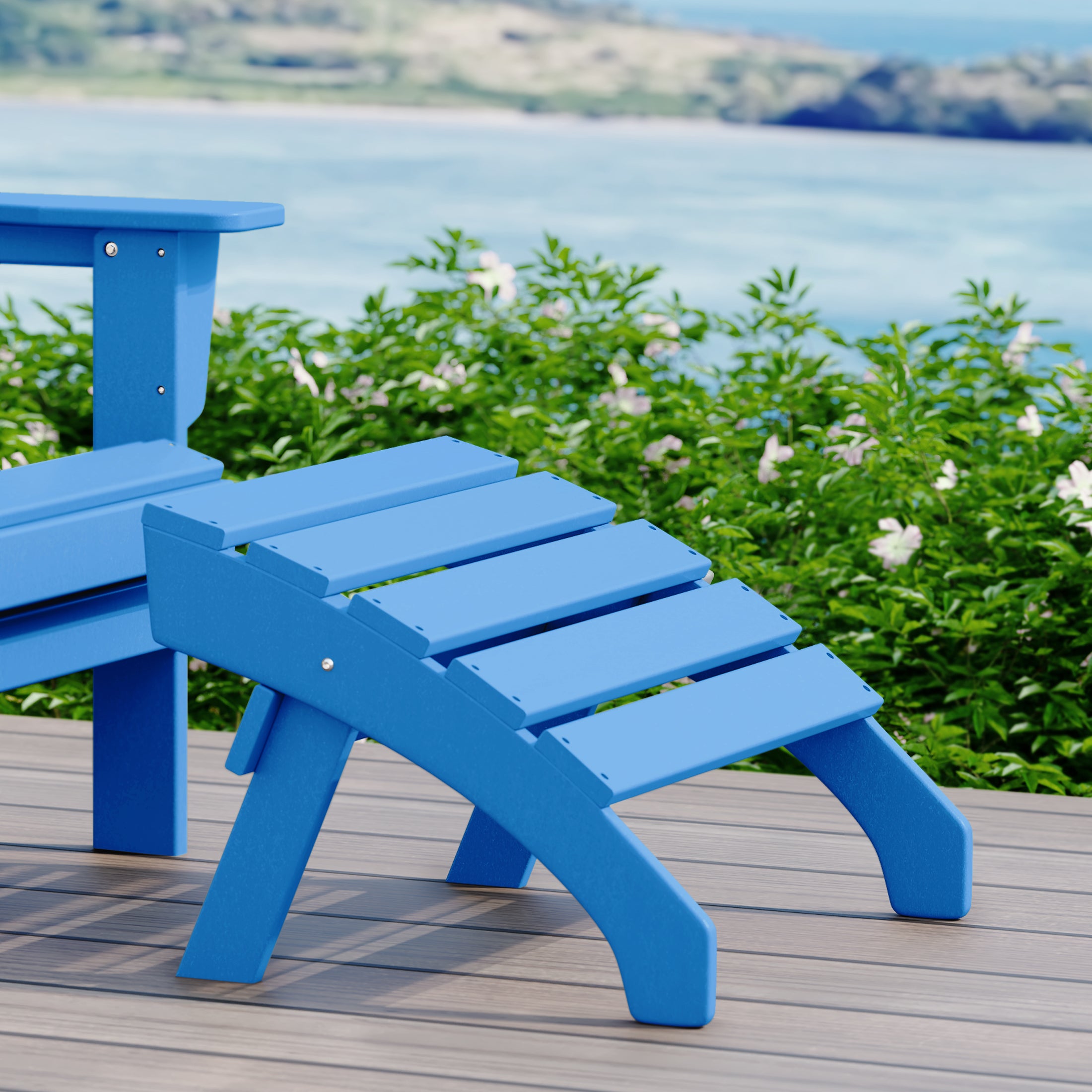 Portside Outdoor Patio HDPE Adirondack Ottoman Footrest
