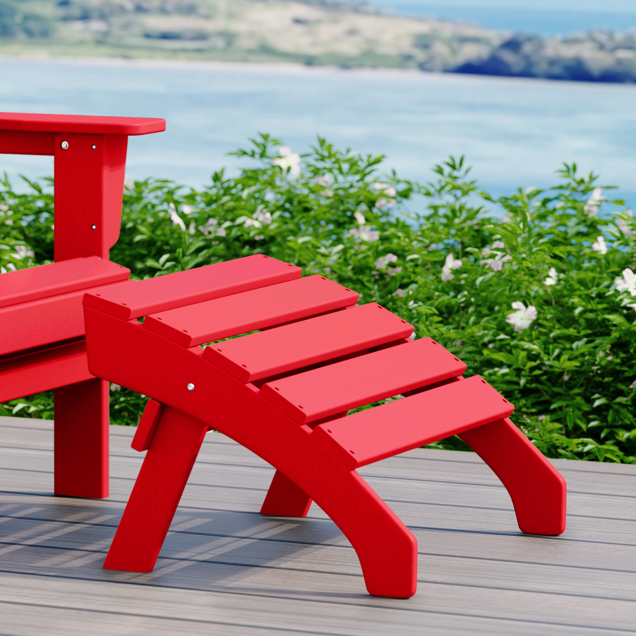 Portside Outdoor Patio HDPE Adirondack Ottoman Footrest