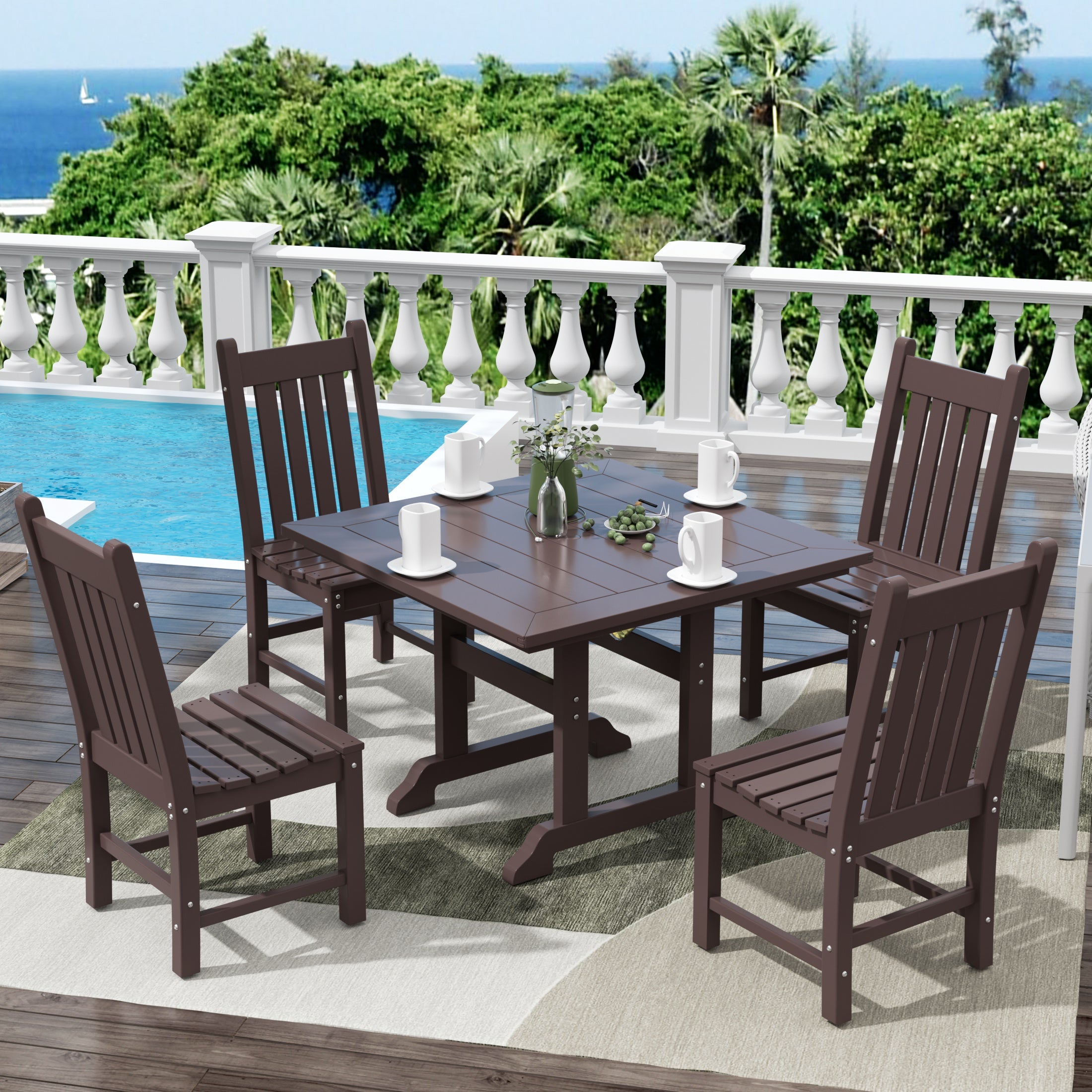 Paradise 5 Piece Outdoor Patio Dining Set Outdoor Square Table and Chair Set