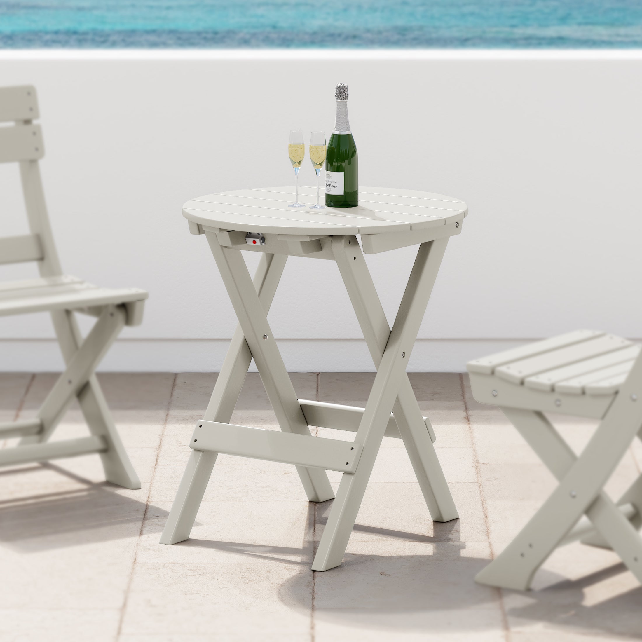 Paradise HDPE Outdoor 24.5 Inch Round Portable Folding Patio Dining Table