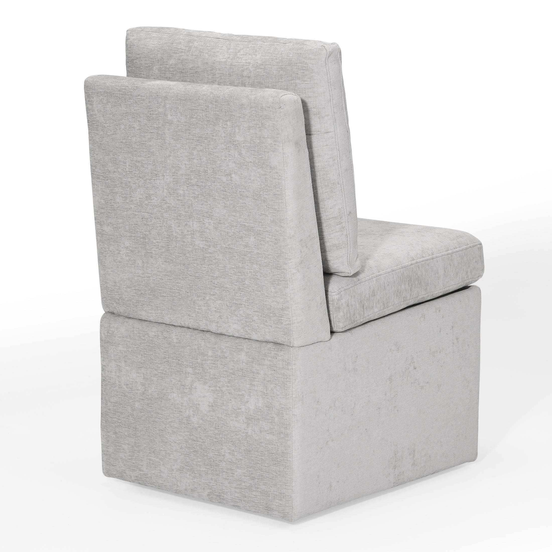 Danburry Modern Upholstered Chenille Armless Dining Chairs With Casters (Set of 2)