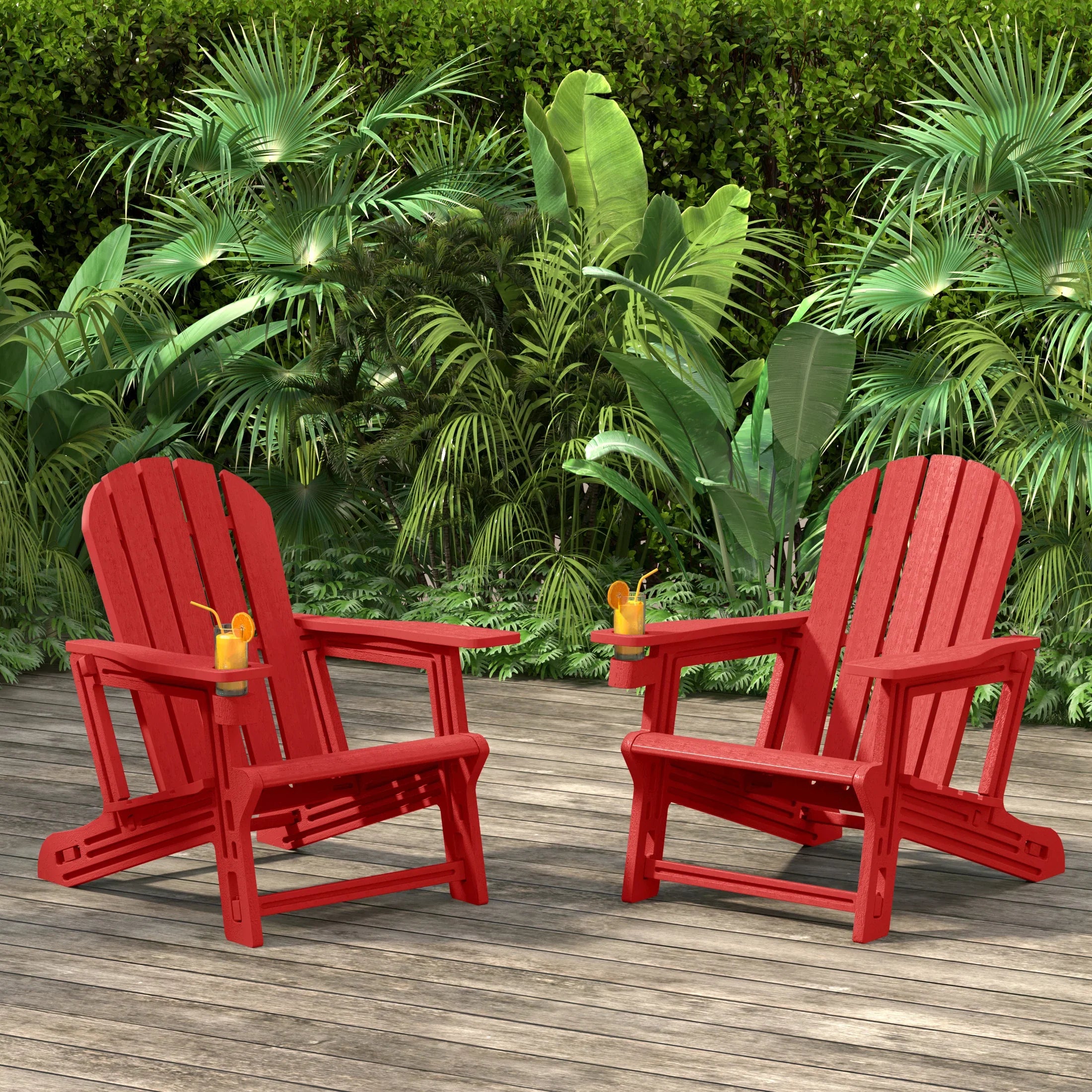 Cayman Tool-Free Assembly Outdoor Patio HDPE Plastic Adirondack Chair