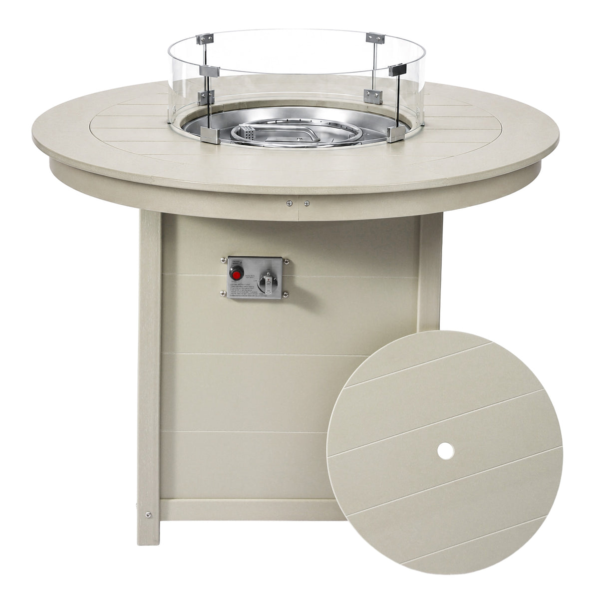 Sol 47" Modern Outdoor Patio Propane Round Counter Height Fire Pit Table