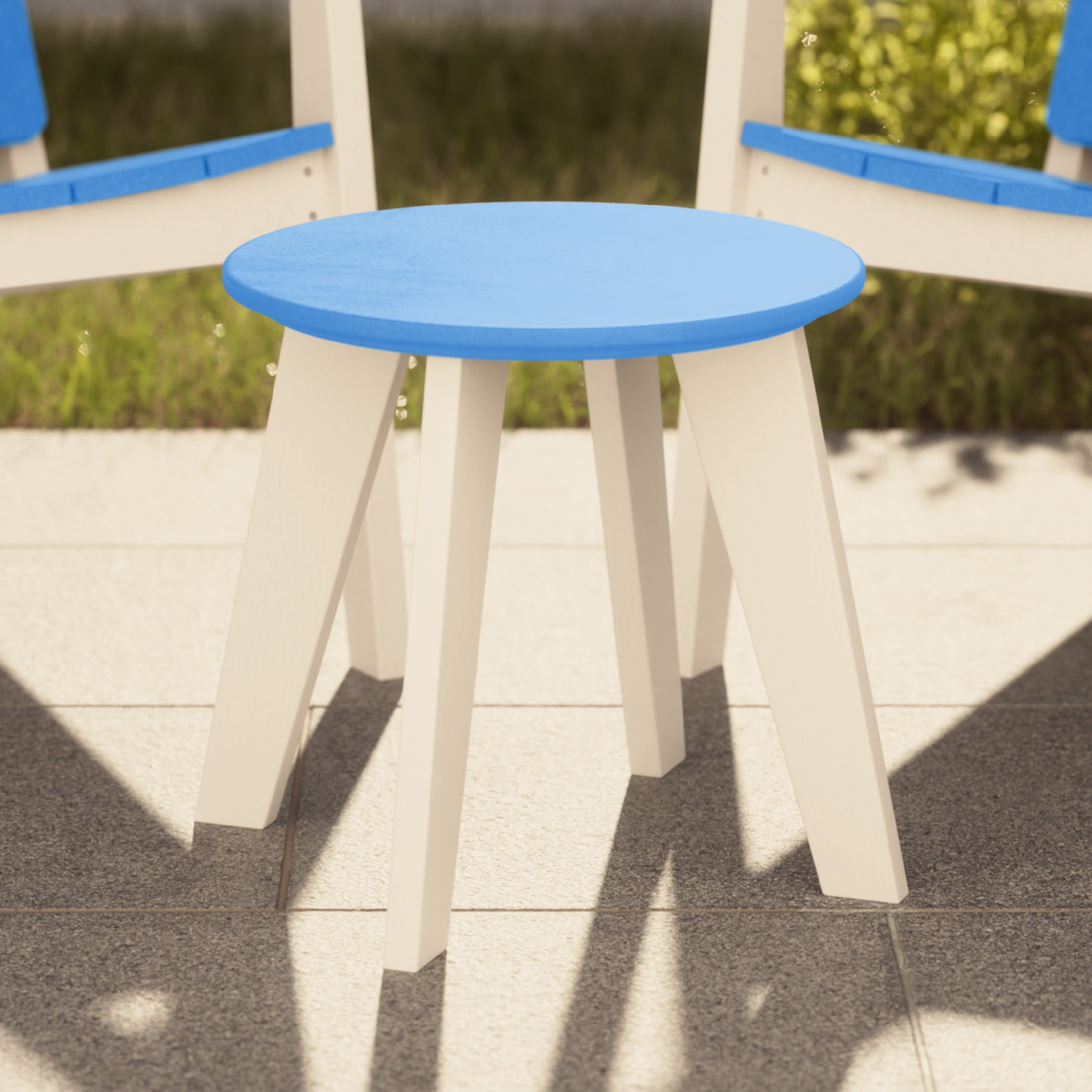 Seaside HDPE Plastic Outdoor Round Adirondack Patio Side Table