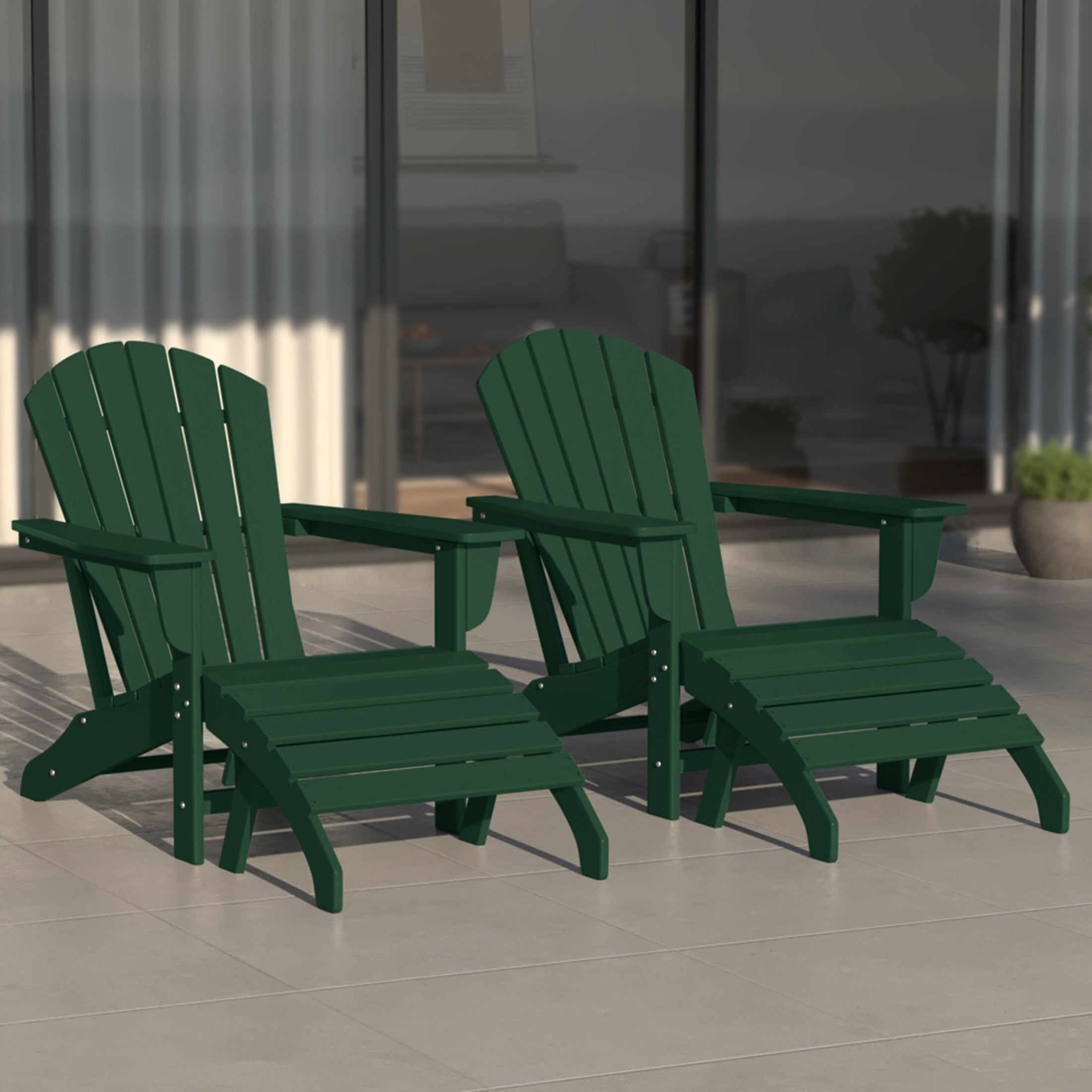 Portside Outdoor Adirondack Chair With Ottoman 4-Piece Set