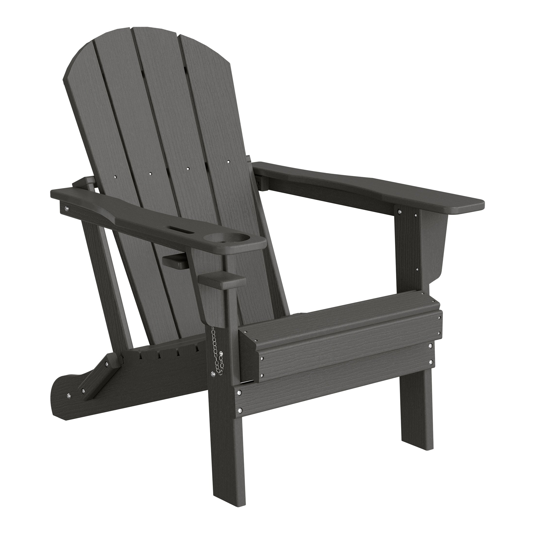 Rockport Outdoor Patio HDPE Resin Folding Adirondack Chairs With Cup Holder and Phone Holder (Set of Two)