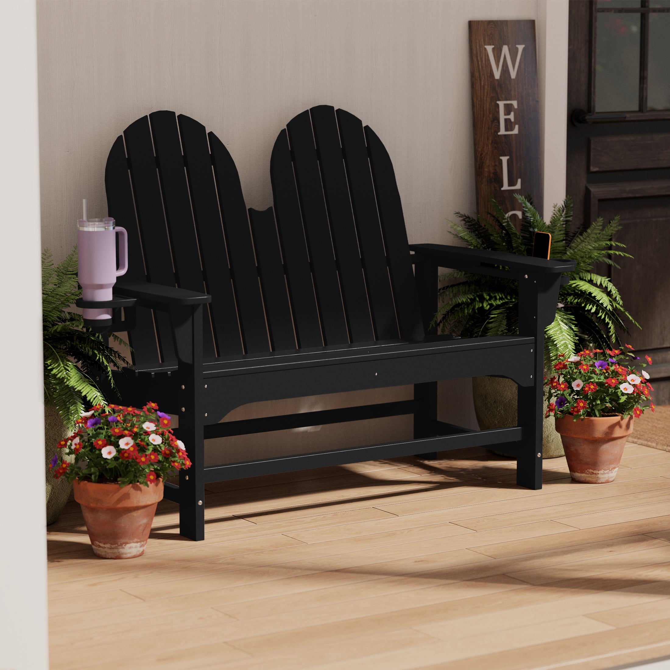 Savannah Outdoor Patio 49" HDPE Adirondack Garden Bench