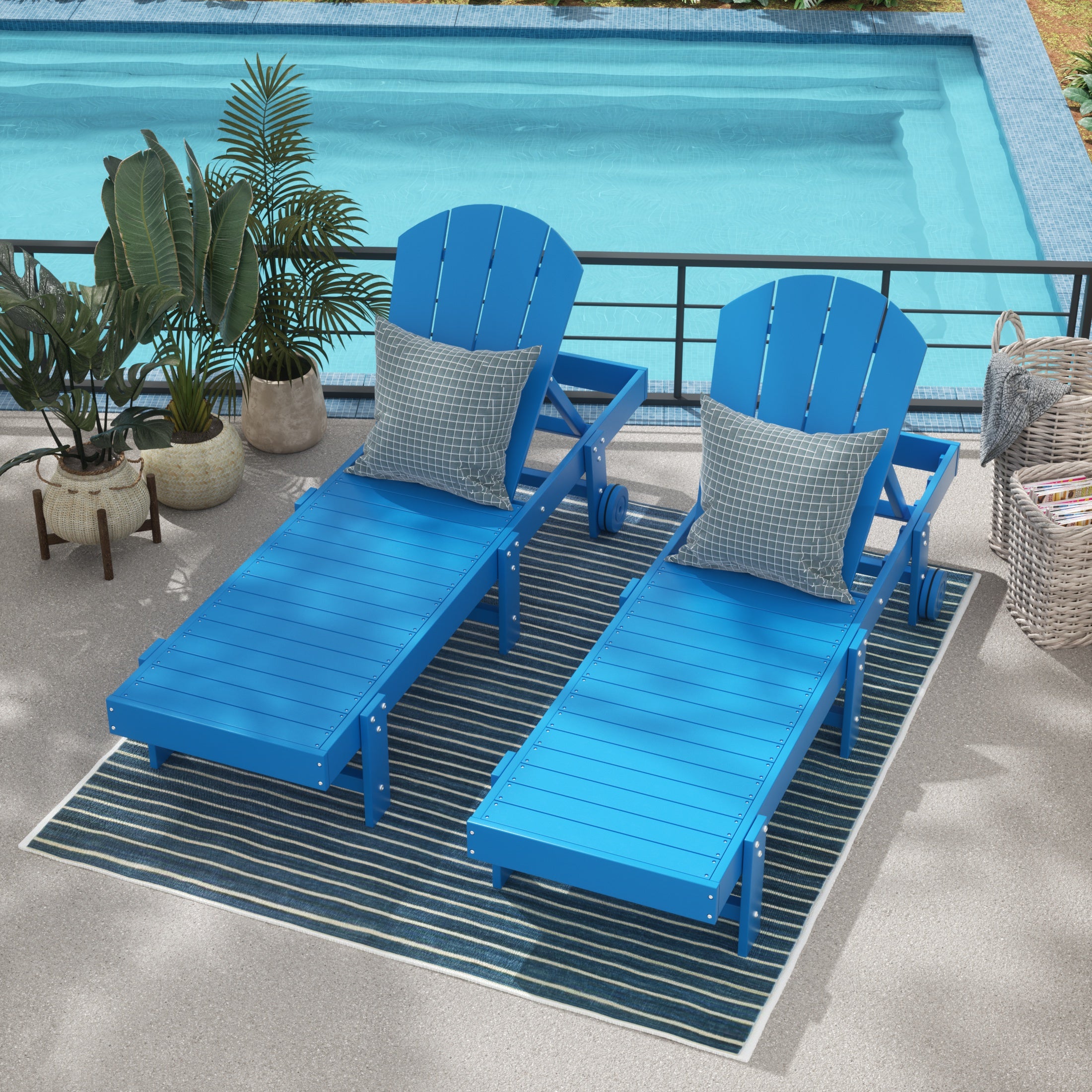 Paradise Adirondack Poly Reclining Chaise Lounge With Wheels (Set Of 2)