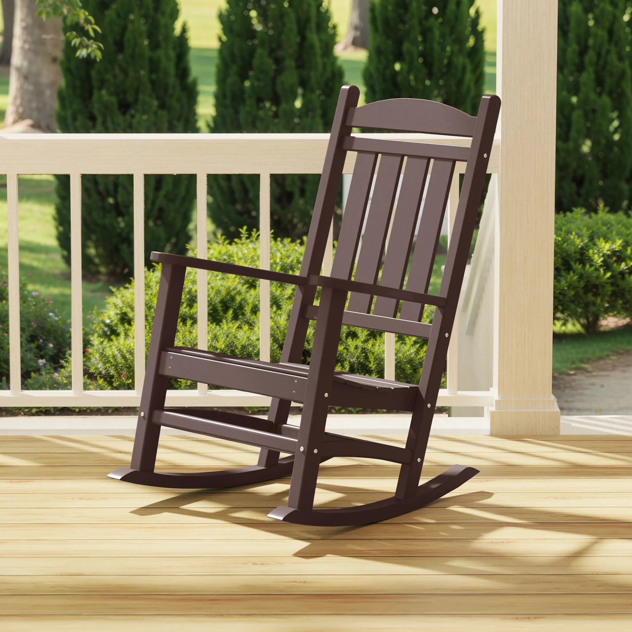 LAKEHOUSE Classic Plastic Porch Rocking Chair, Red