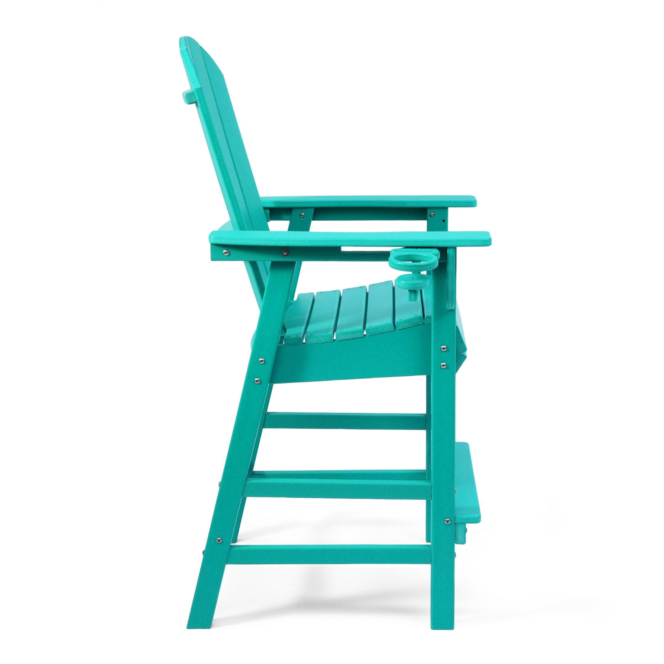 Paradise Outdoor HDPE Tall Adirondack Bar Height Chair With Cup Holder