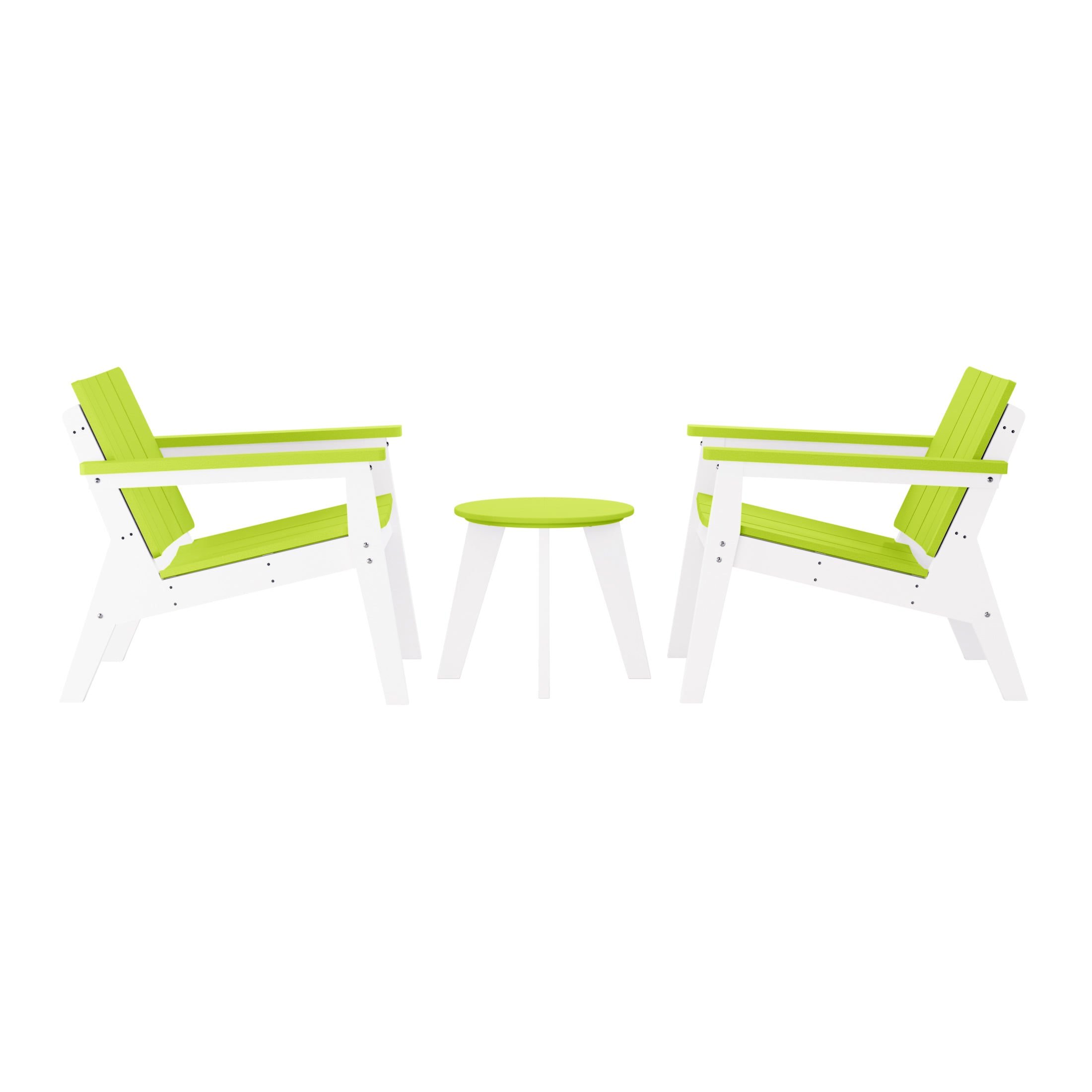Seaside 3-Piece Outdoor HDPE Conversation Set with Deep Seating Chairs and Round Side Table