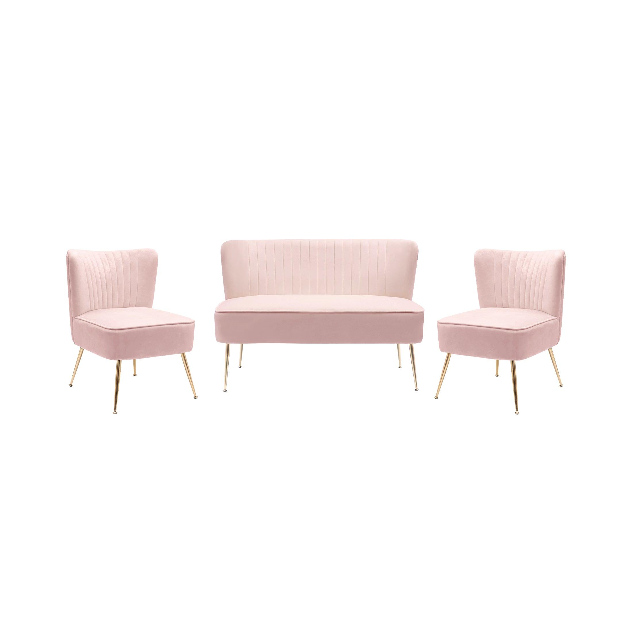 Alaia Mid Century Modern Upholstered Tufted Velvet Loveseat Sofa and 22