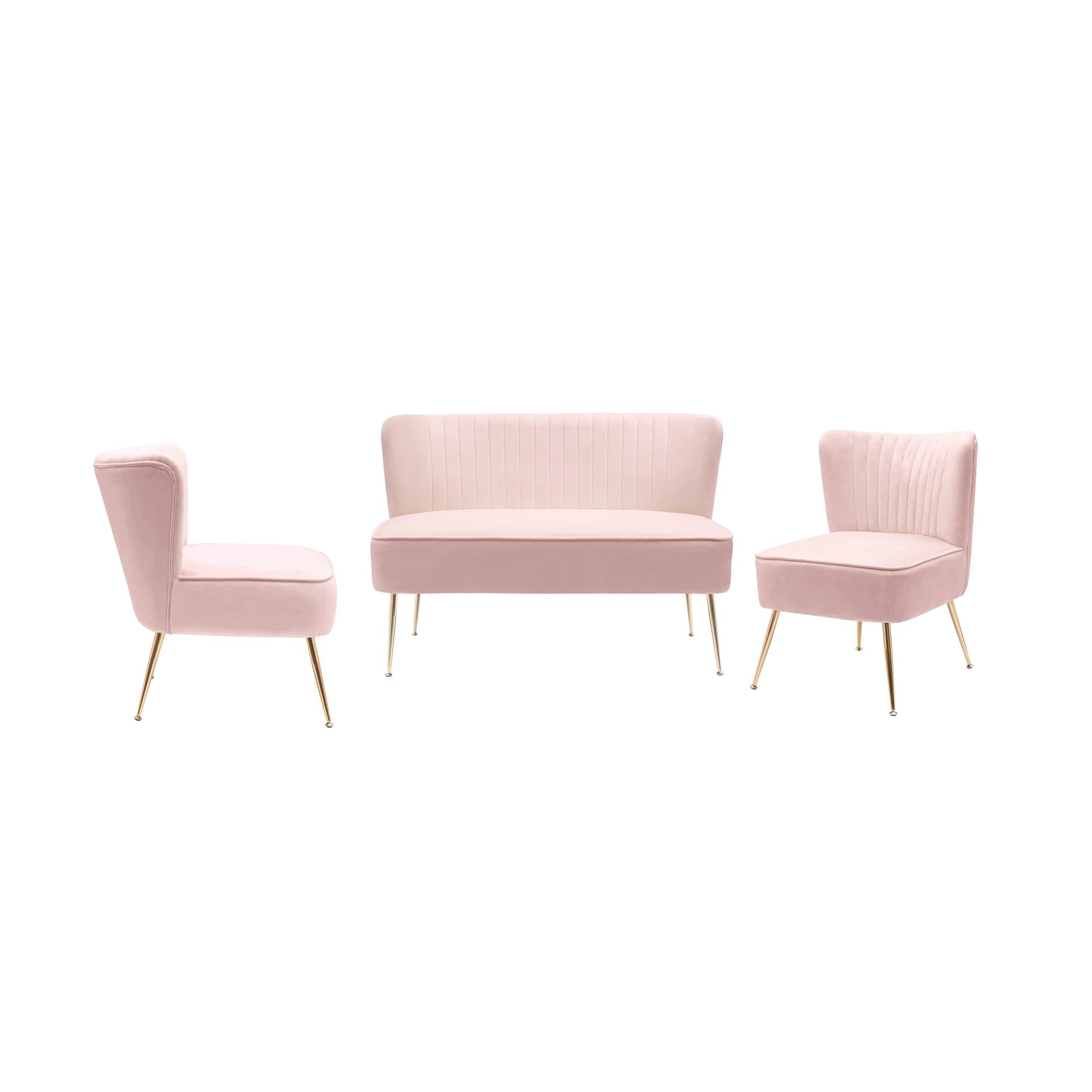 Alaia Mid Century Modern Upholstered Tufted Velvet Loveseat Sofa and 22