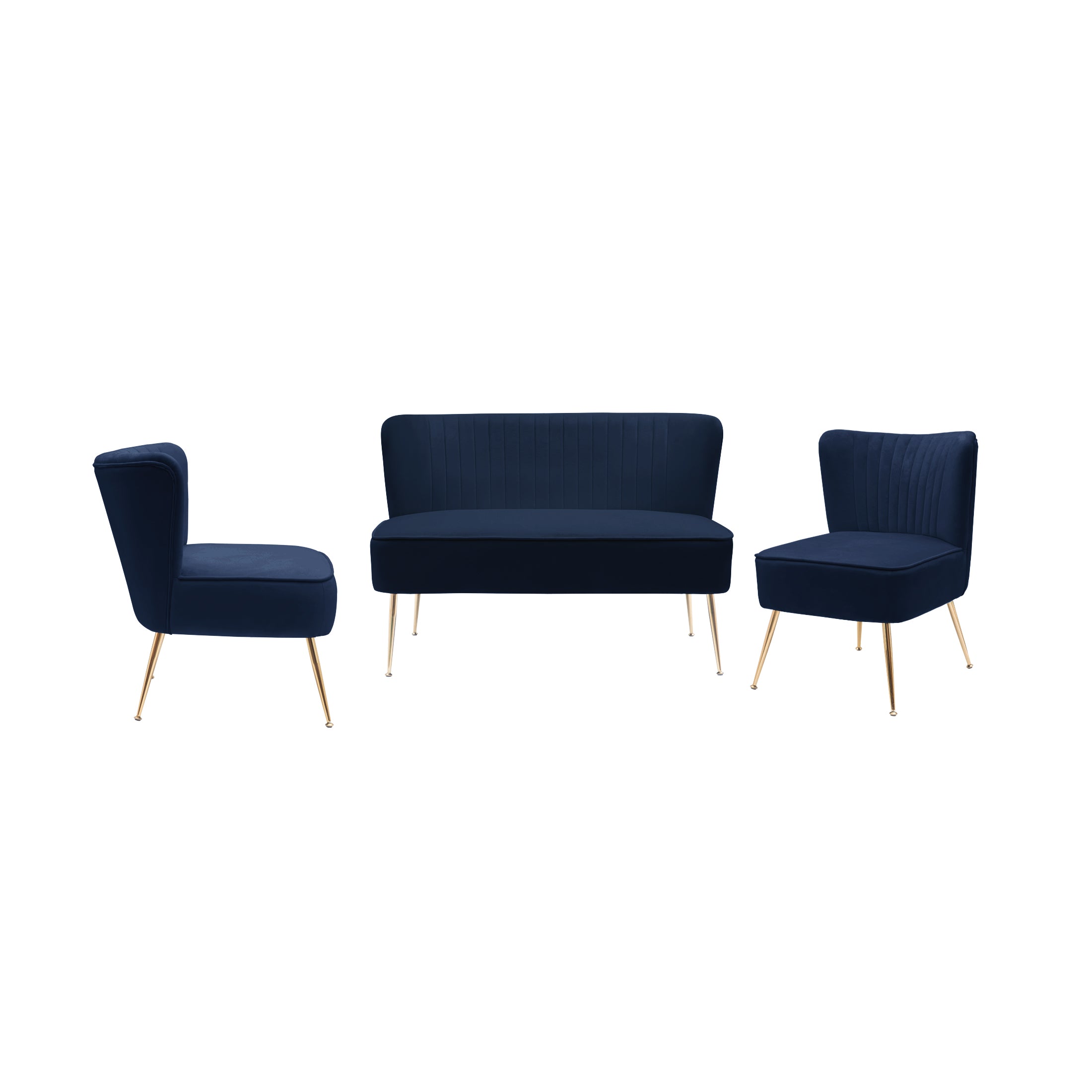 Alaia  Mid Century Modern Upholstered Tufted Velvet Loveseat Sofa and 22