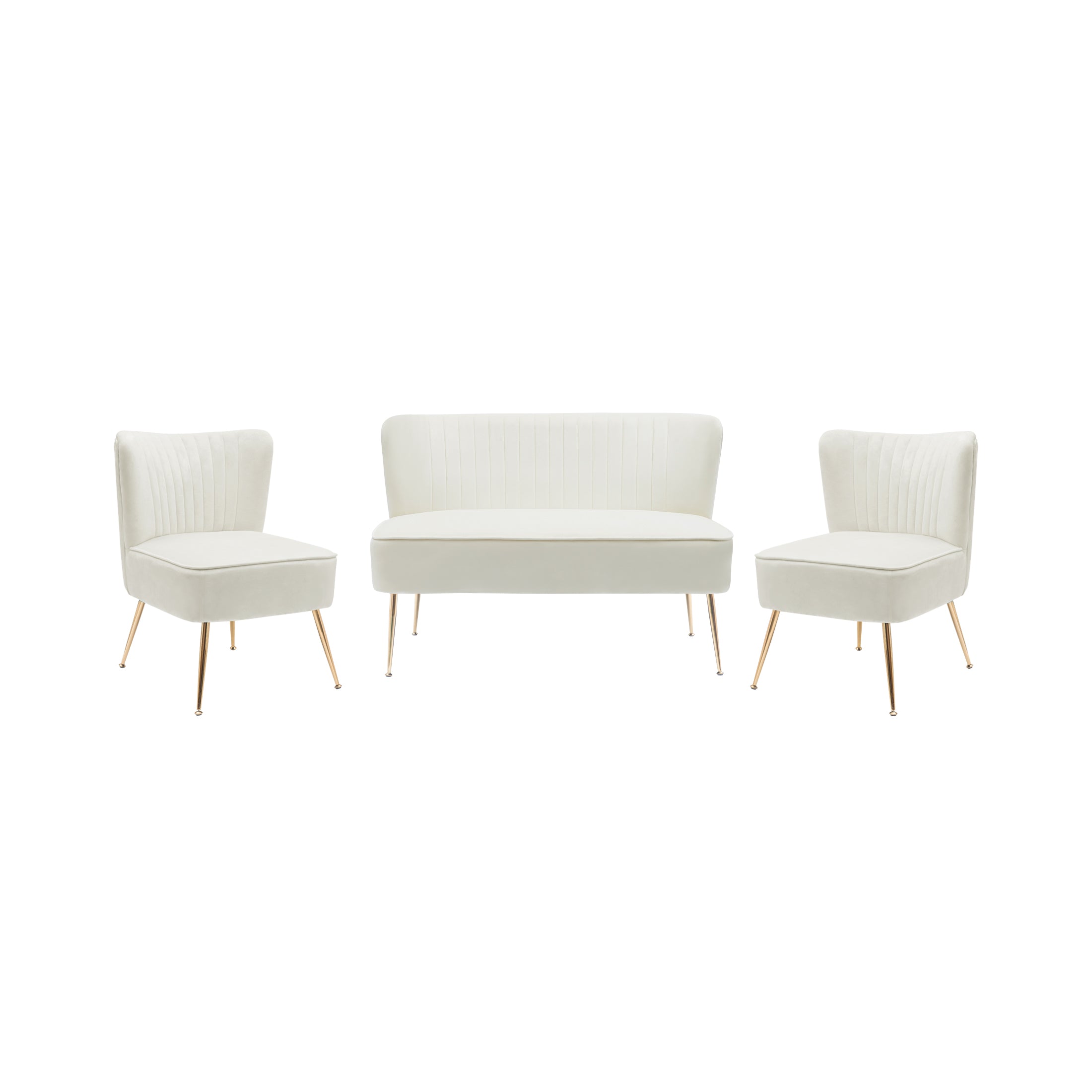 Alaia  Mid Century Modern Upholstered Tufted Velvet Loveseat Sofa and 22