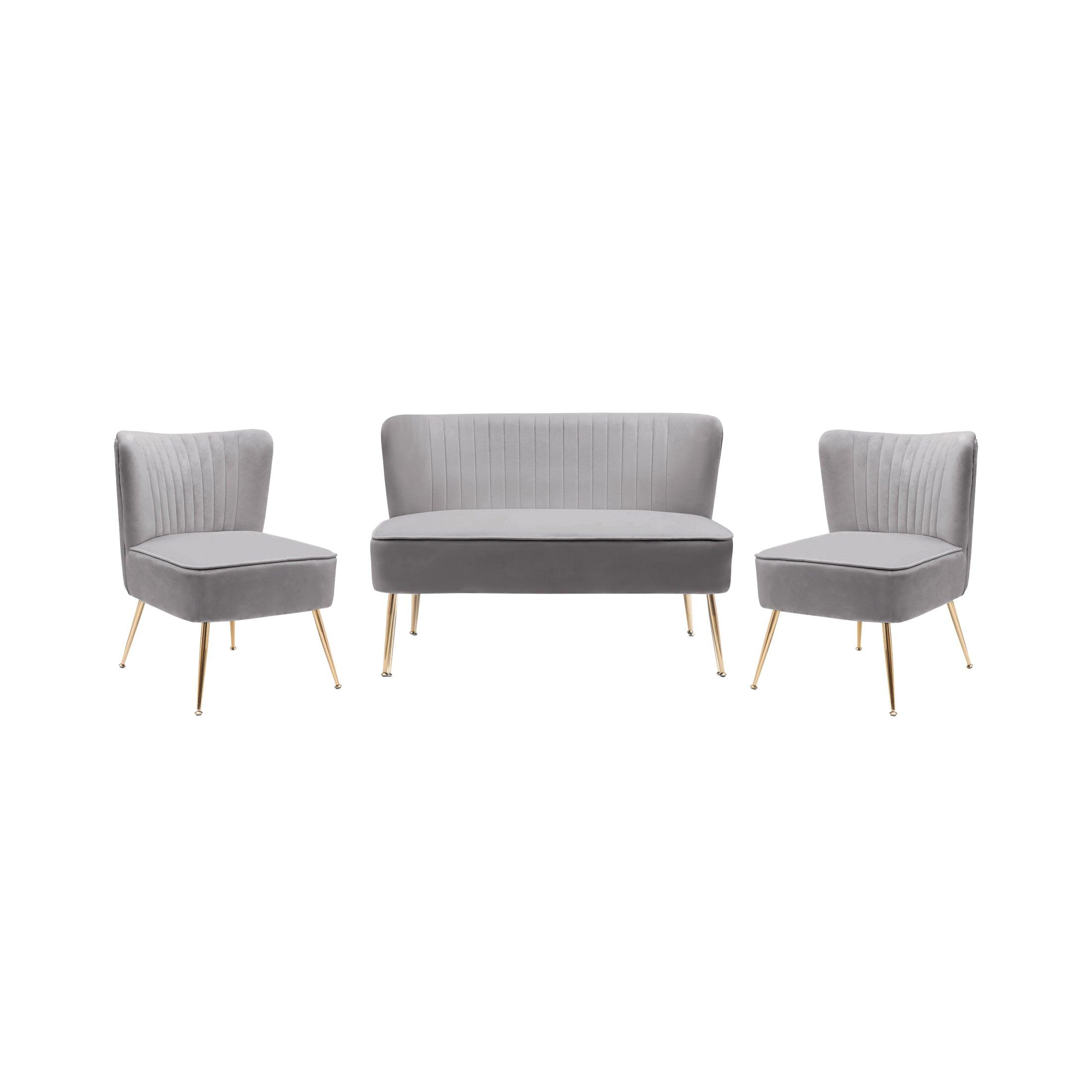 Alaia Mid Century Modern Upholstered Tufted Velvet Loveseat Sofa and 22