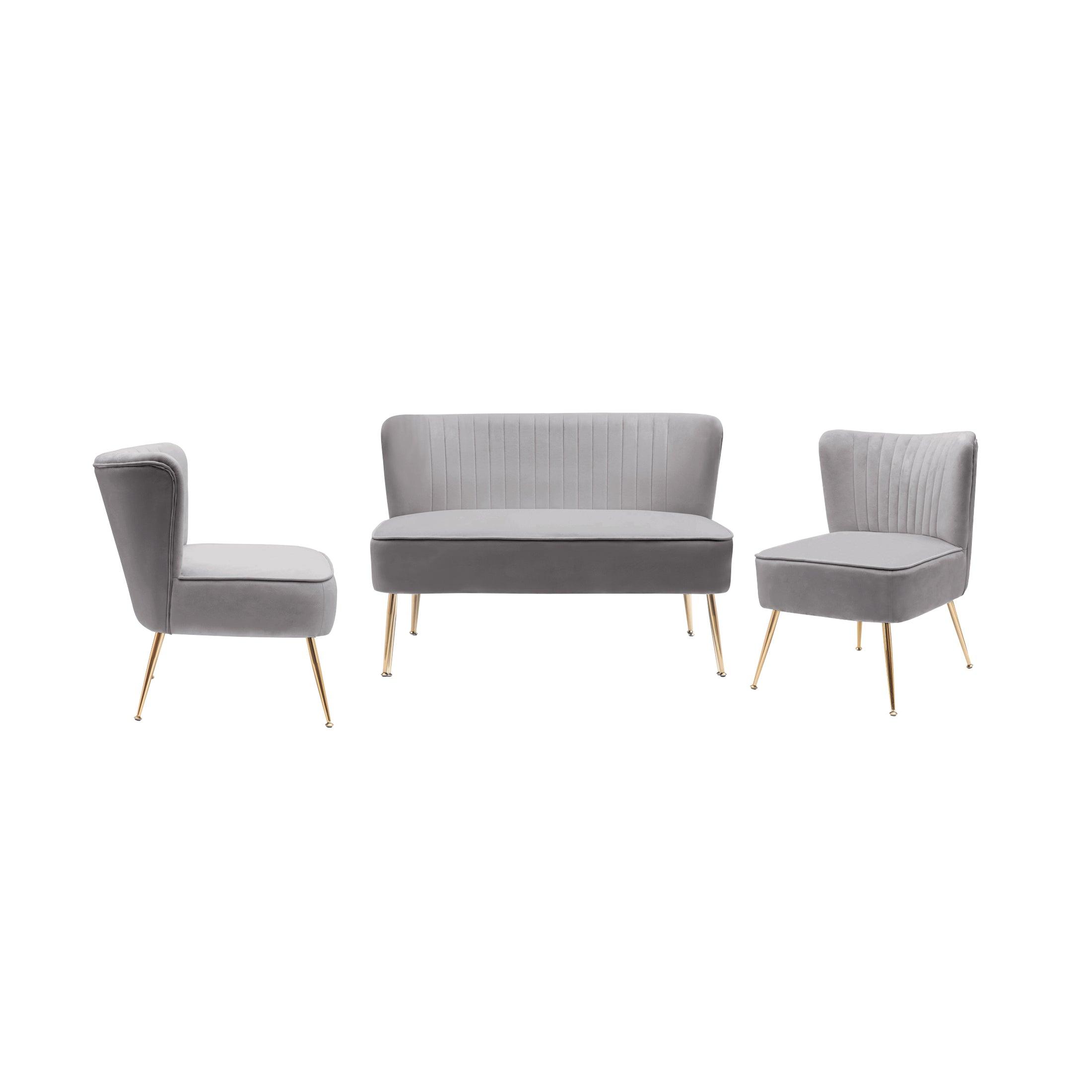 Alaia Mid Century Modern Upholstered Tufted Velvet Loveseat Sofa and 22