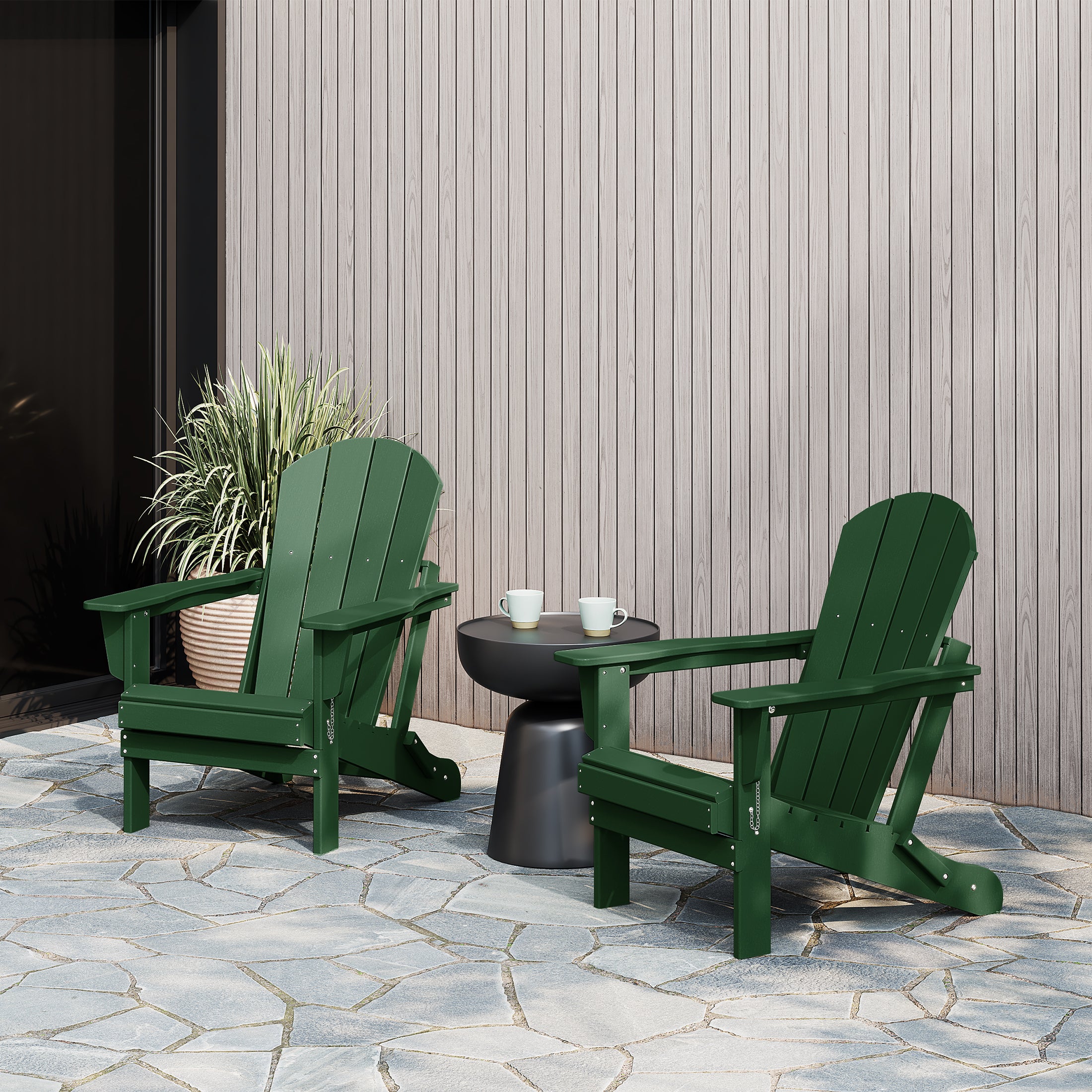Paradise Westintrends 2 piece set outdoor folding Poly Adirondack chair