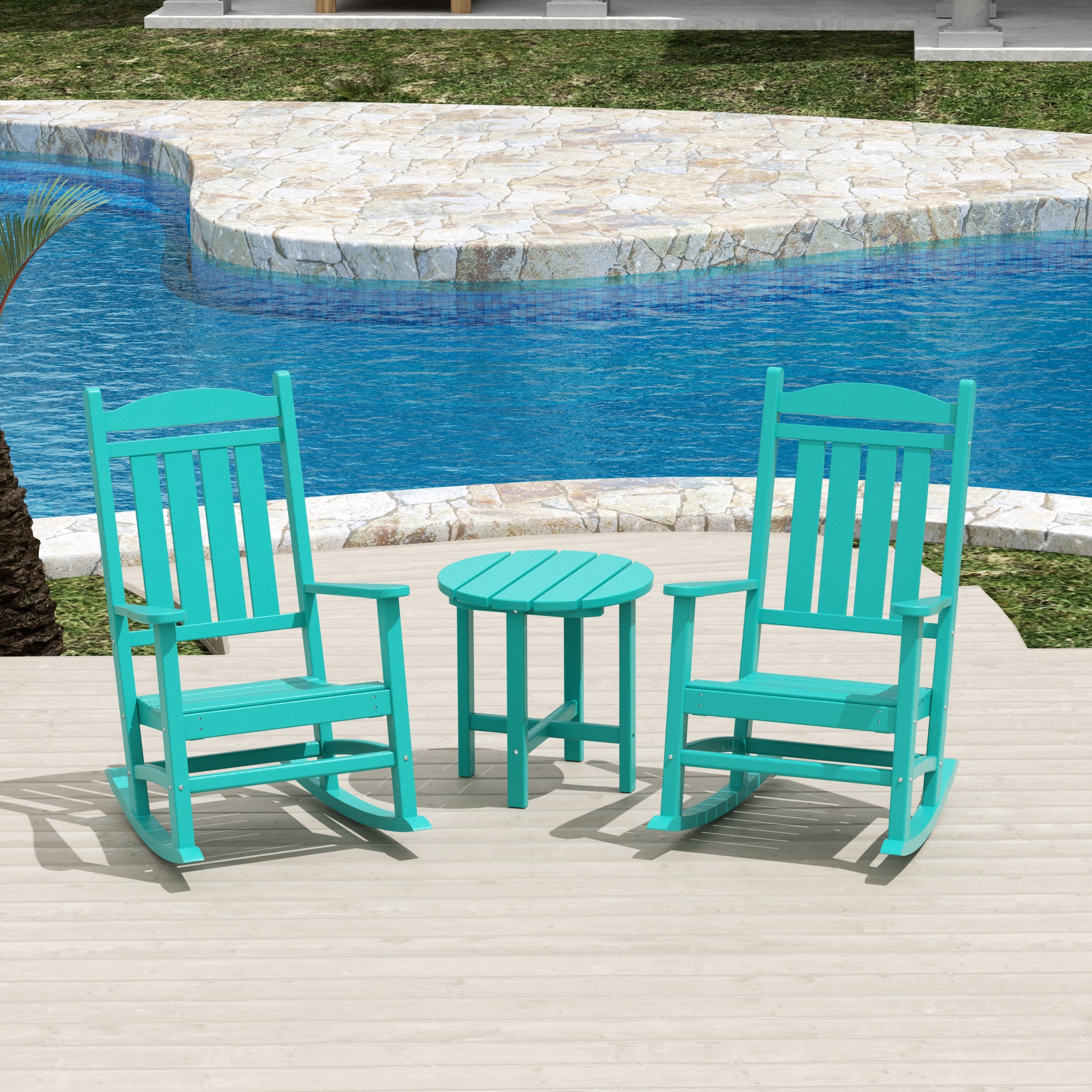 Paradise 3-Piece set Outdoor / Patio rocking chairs with a side table ( 2 seater )