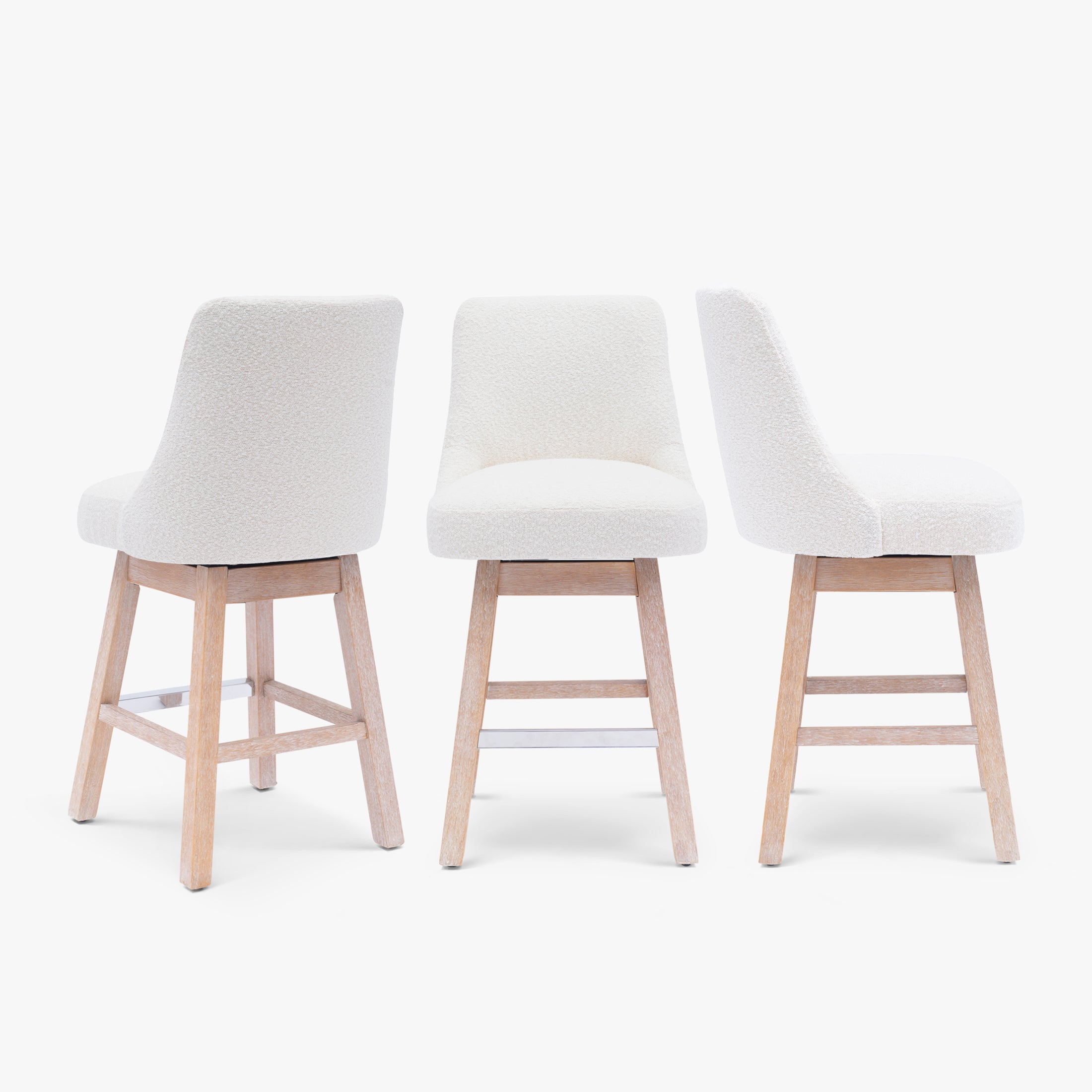Amélie 26" Upholstered Swivel Counter Height Bar Stools (Set of 3)