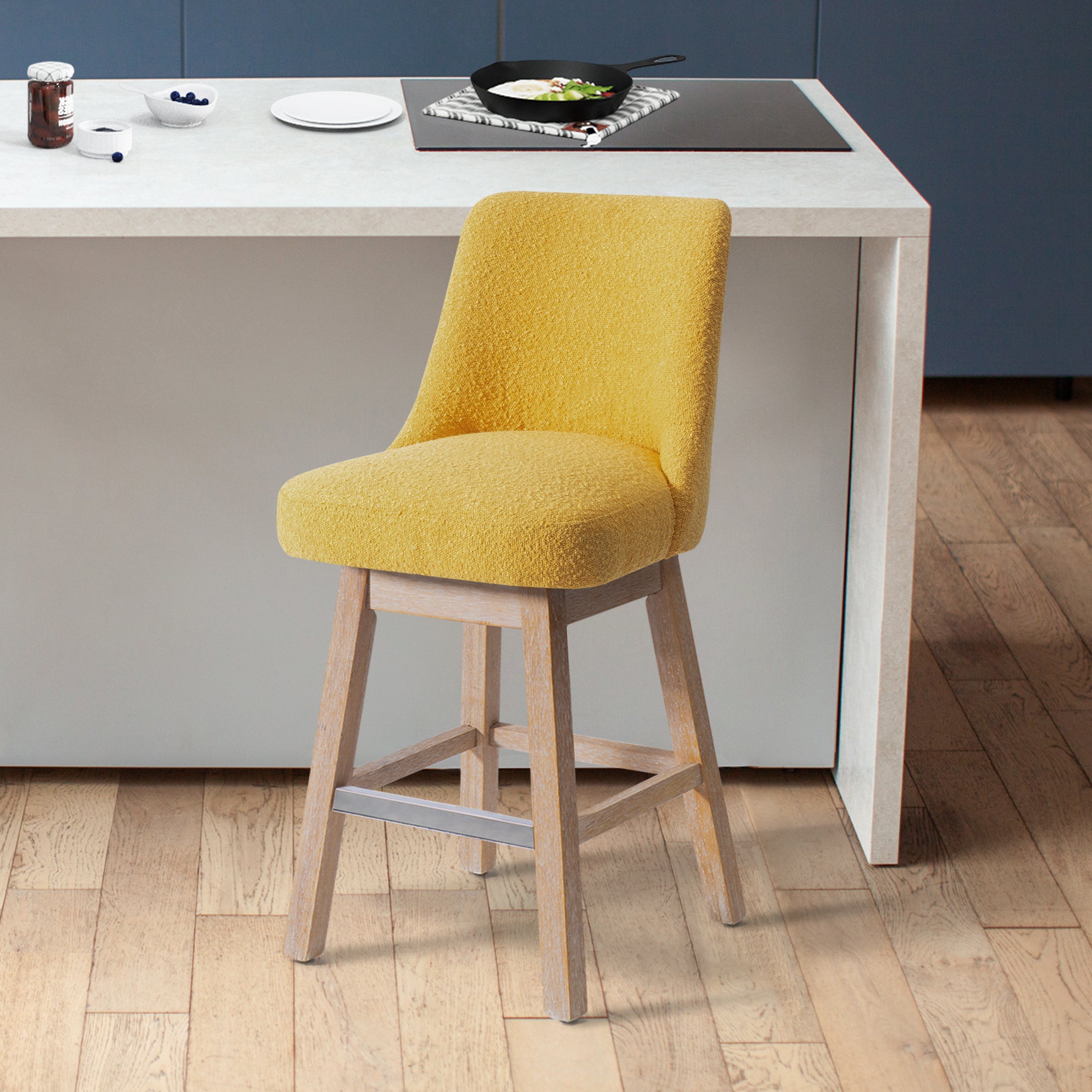 Amélie 26" Upholstered Swivel Counter Height Bar Stool