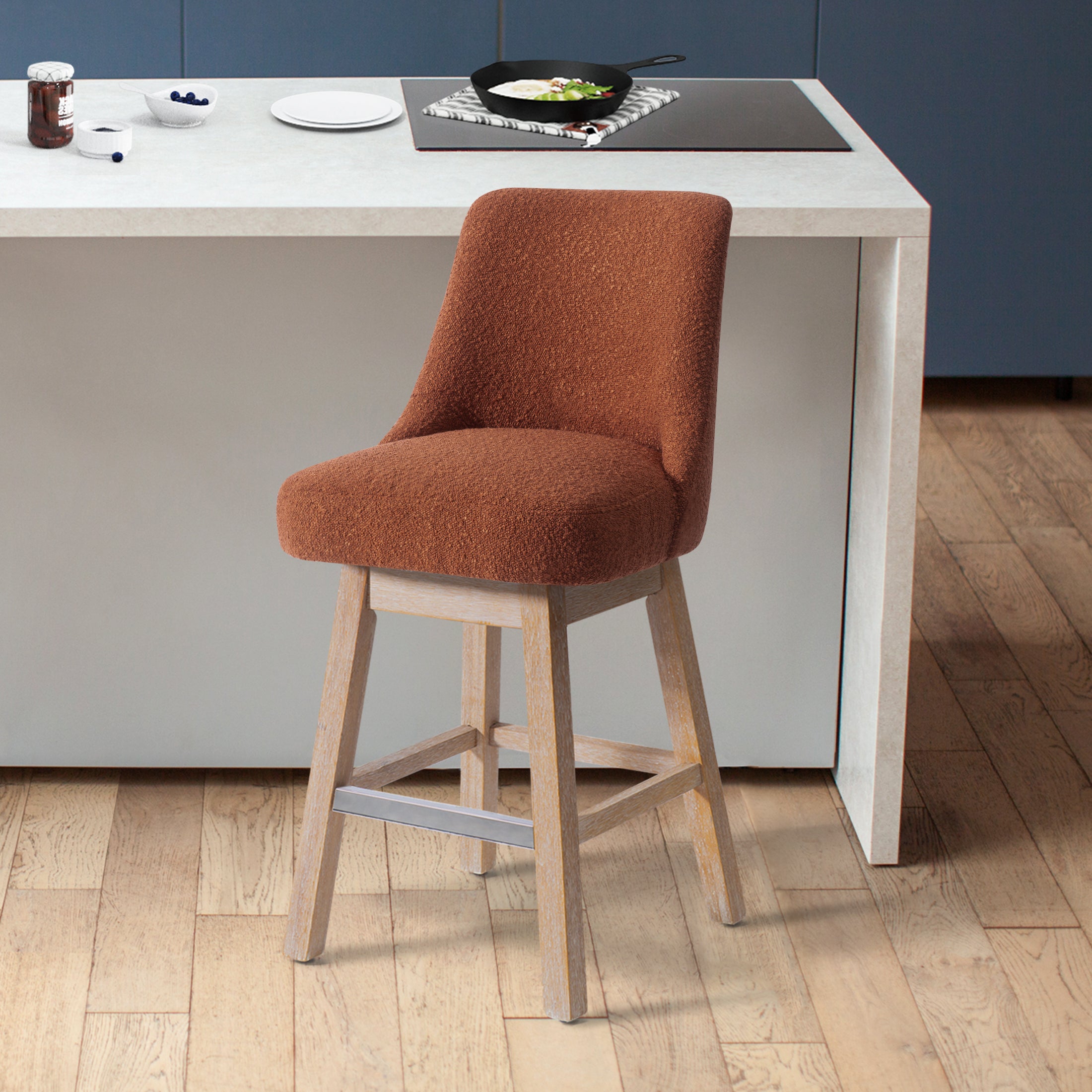 Amélie 26" Upholstered Swivel Counter Height Bar Stool