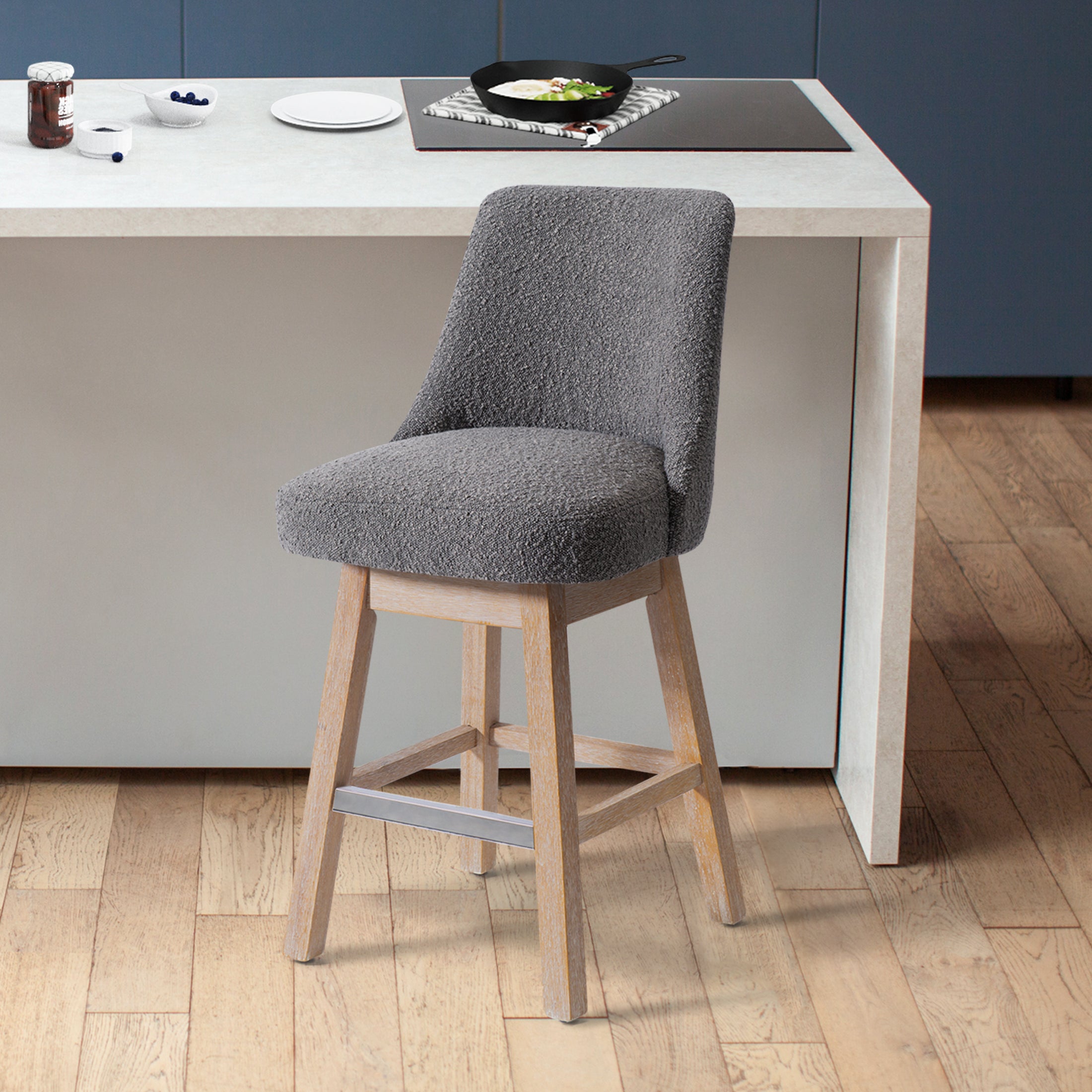 Amélie 26" Upholstered Swivel Counter Height Bar Stool