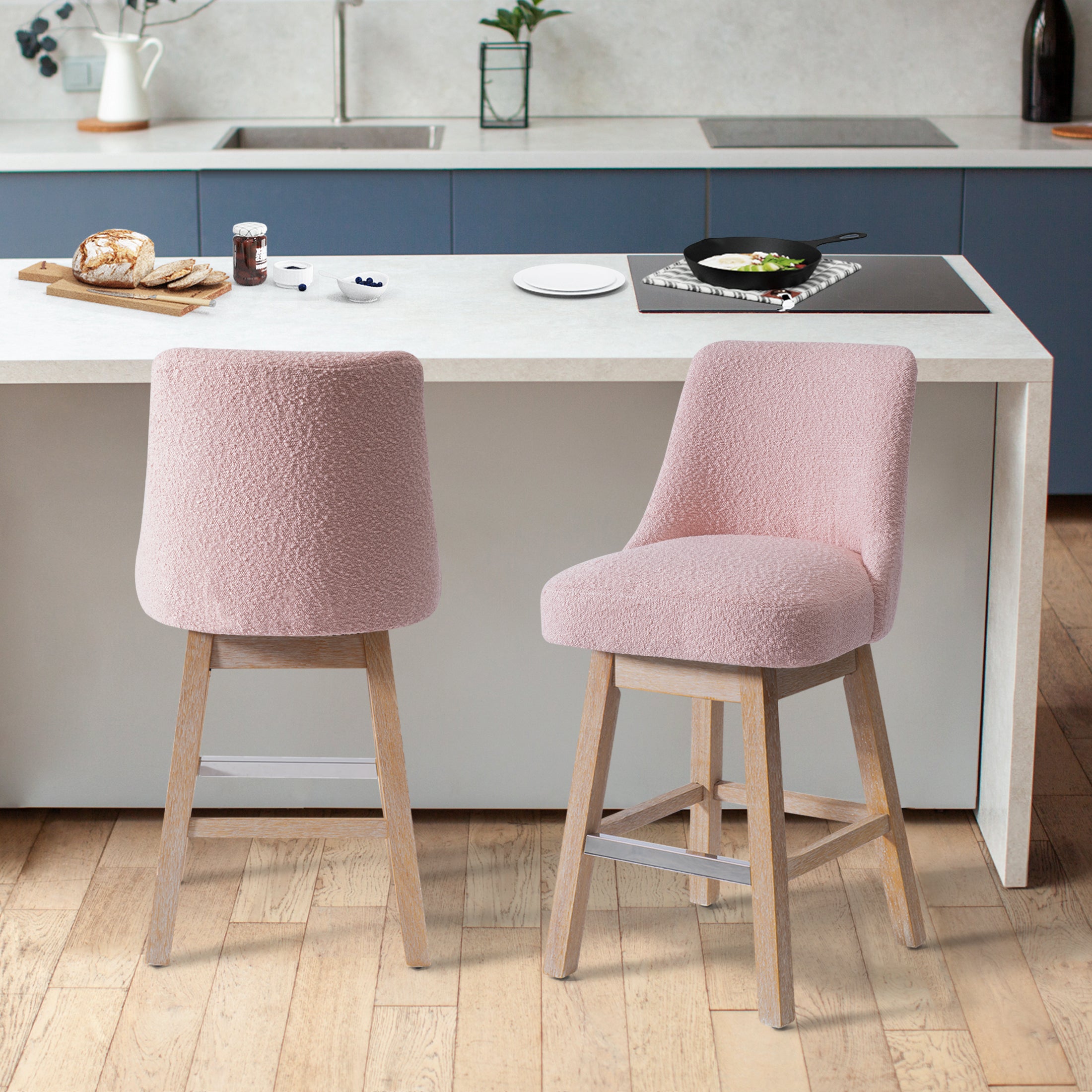 Amélie 26" Upholstered Swivel Counter Height Bar Stools (Set of 2)
