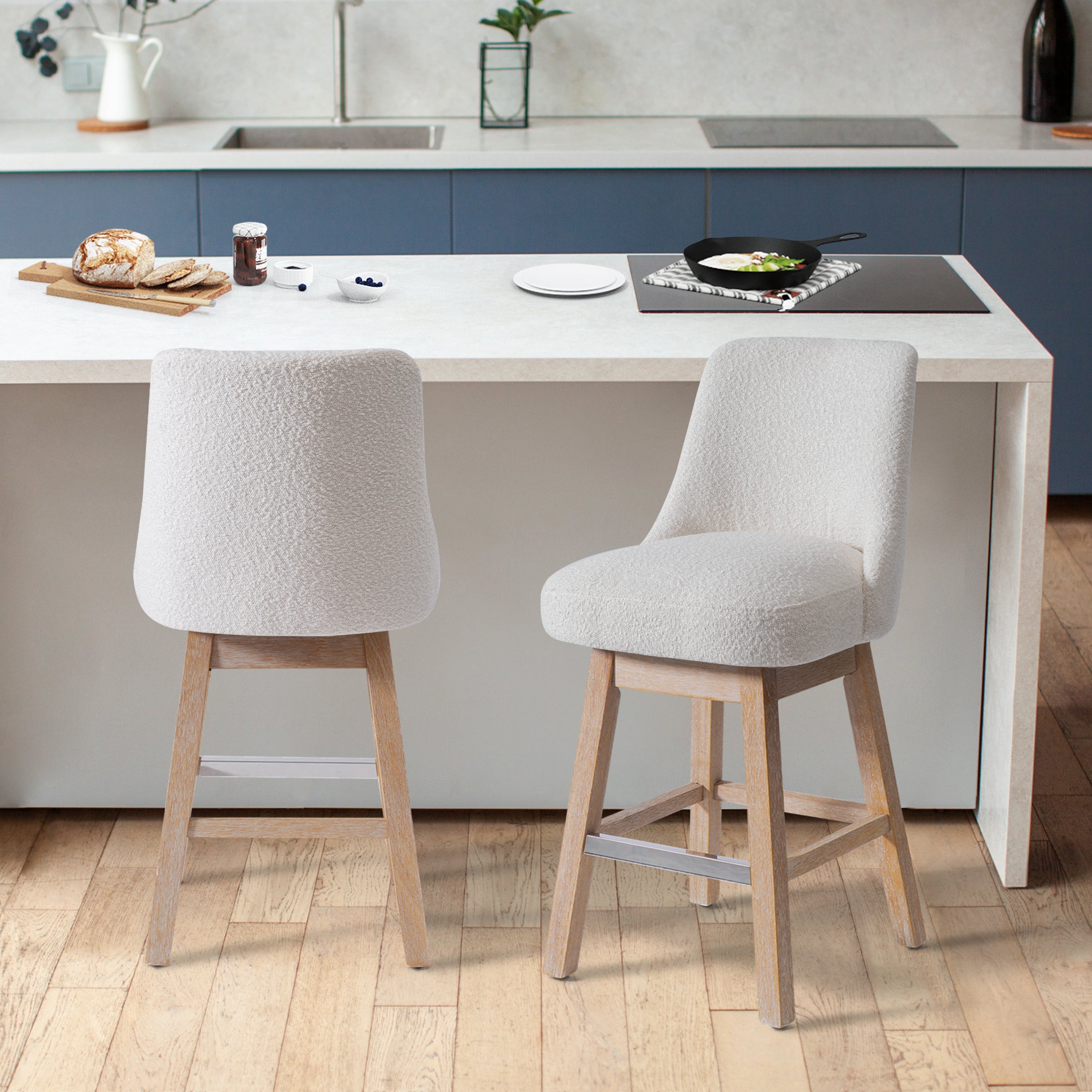 Amélie 26" Upholstered Swivel Counter Height Bar Stools (Set of 2)